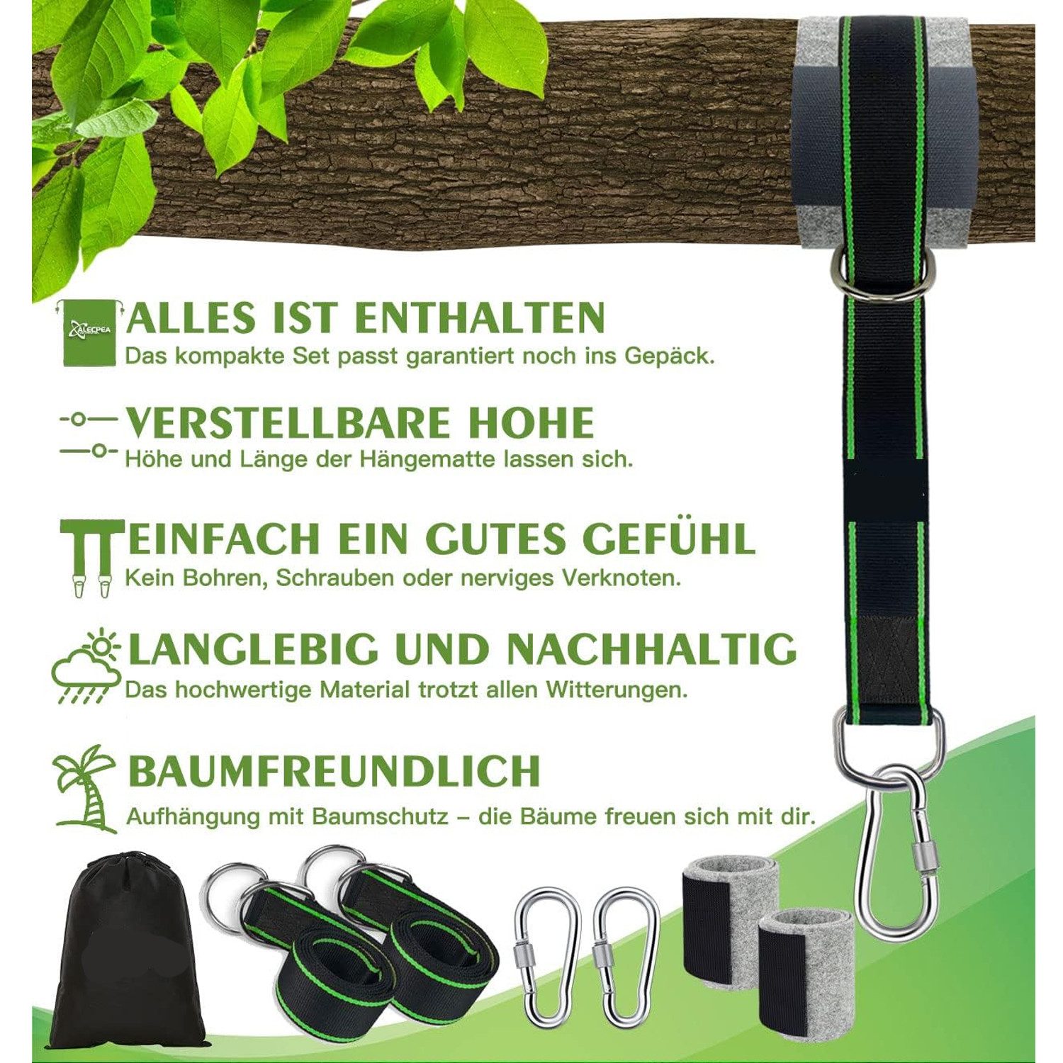TUWENA Schaukelhaken 900KG Schaukel Befestigung, Hängematte Befestigung, Hängematte Seil – Bild 2 von 5