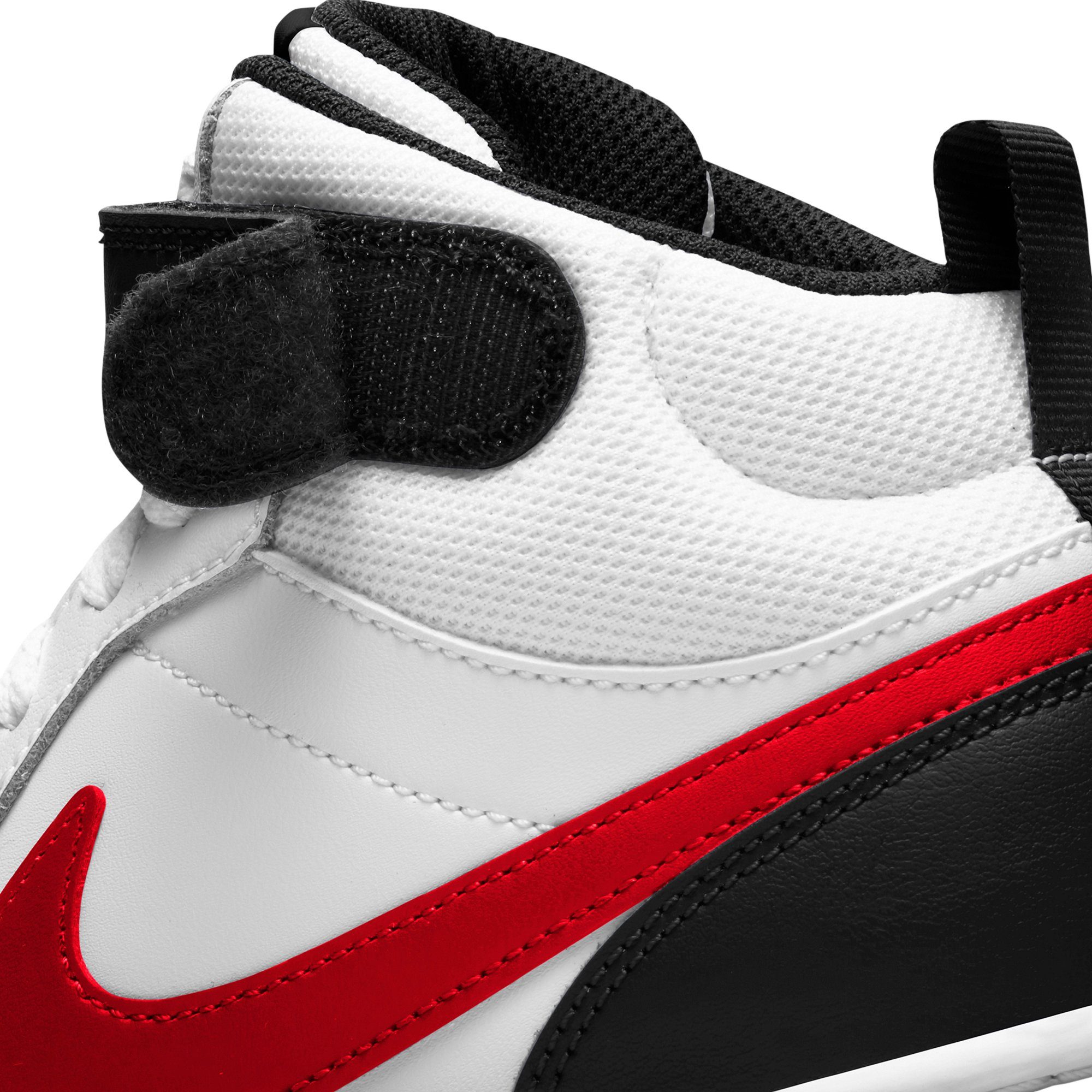 Nike Sportswear MID Force weiß-rot-schwarz des BOROUGH (GS) 1 auf Design Sneaker COURT den 2 Spuren Air