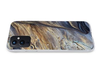 MuchoWow Handyhülle Marmor - Gold - Aquarell - Textur - Marmoroptik, Phone Case, Handyhülle OnePlus 9, Silikon, Schutzhülle