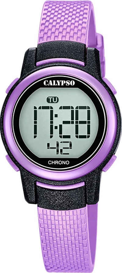 CALYPSO WATCHES Digitaluhr »UK5736/4 Calypso Kinder Uhr K5736/4 Kunststoffband«, (Armbanduhr), Kinder Armbanduhr rund, Kunststoff, PUarmband lila, Fashion