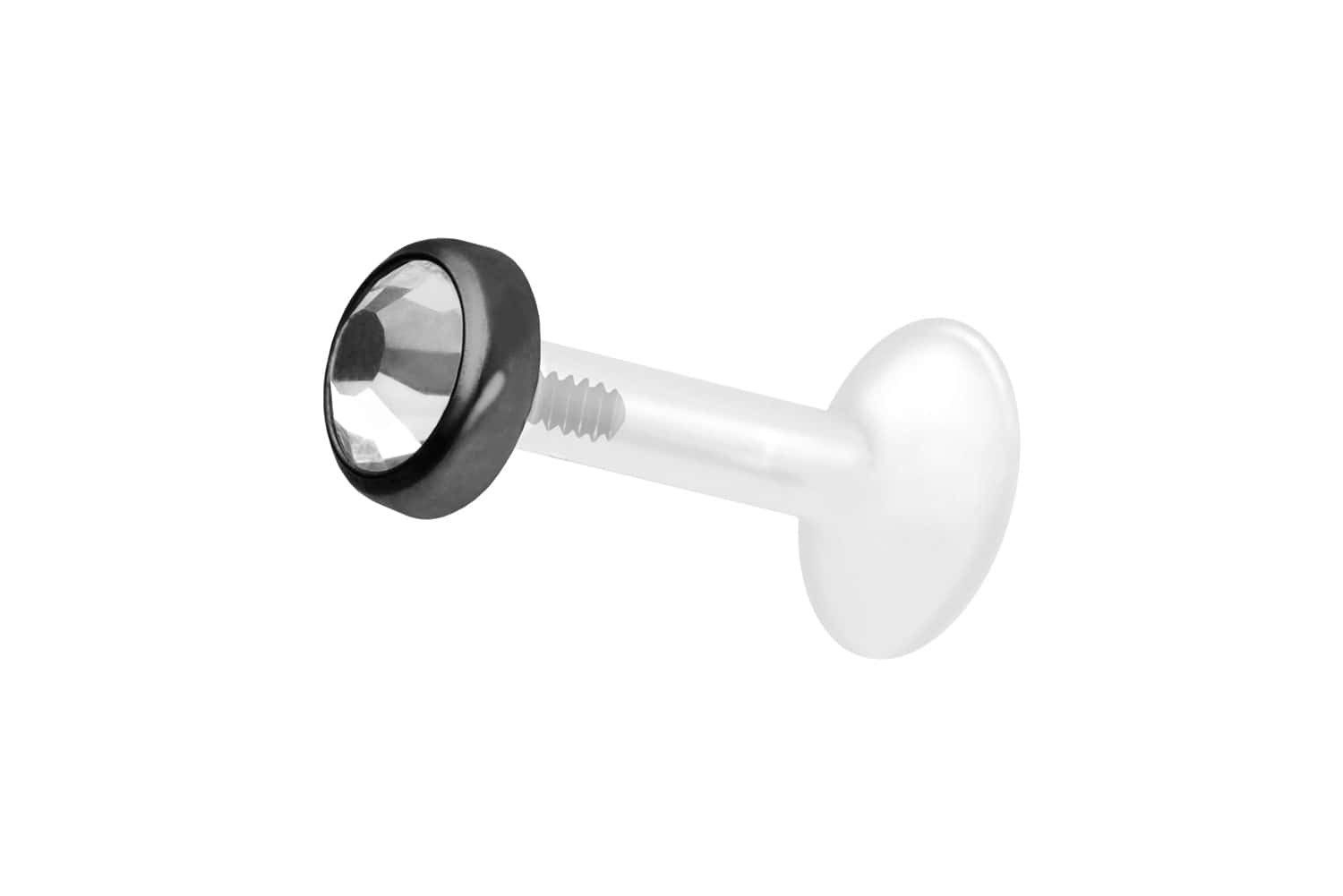 PIERCINGLINE Piercing-Set PTFE Labret mit Innengewinde + Titan-Aufsatz KRISTALLDISC (Labrets, 1-tlg)