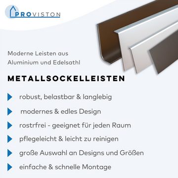 PROVISTON Sockelleiste Aluminium, 50 x 4 x 2500 mm, Silber, Metall Sockelleiste