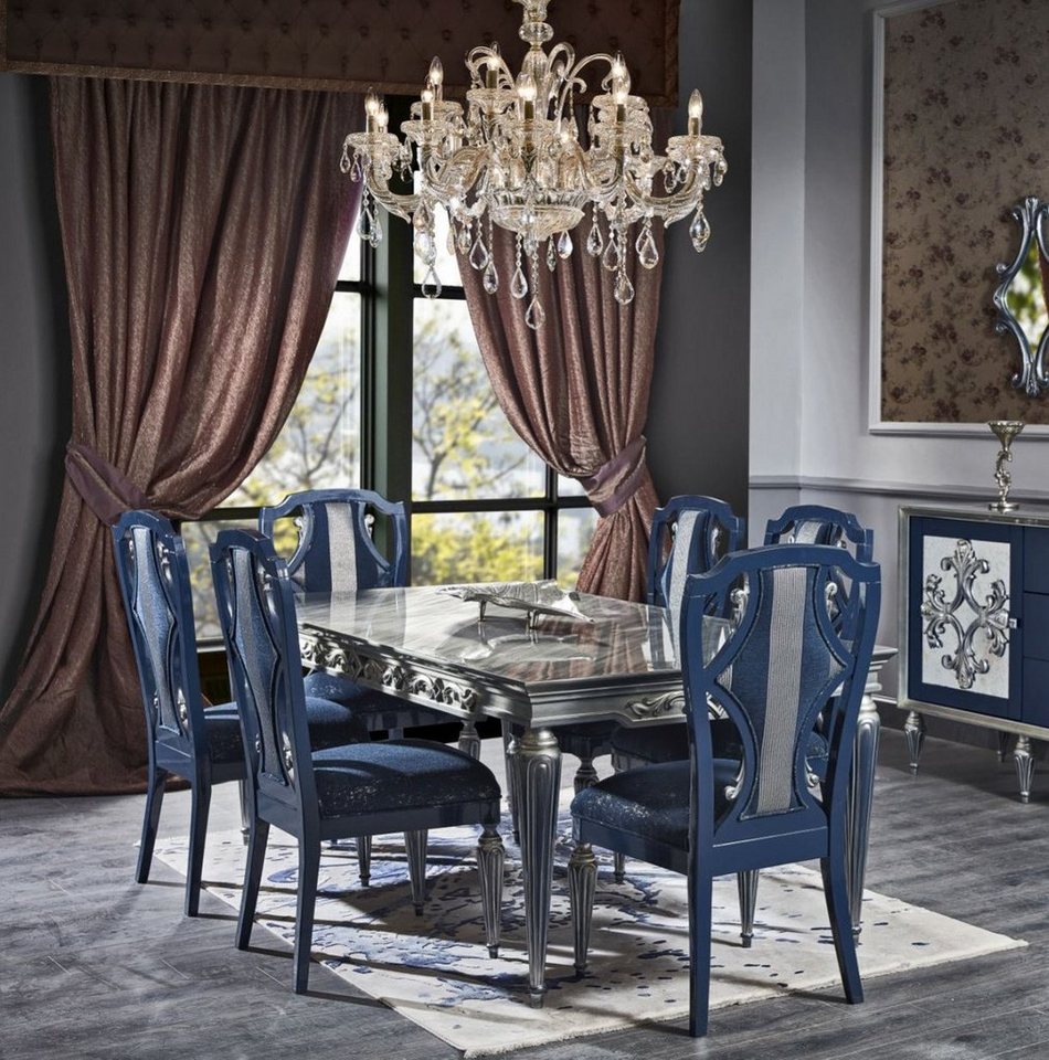casa padrino esszimmerstuhl luxus barock esszimmer stuhl set blau