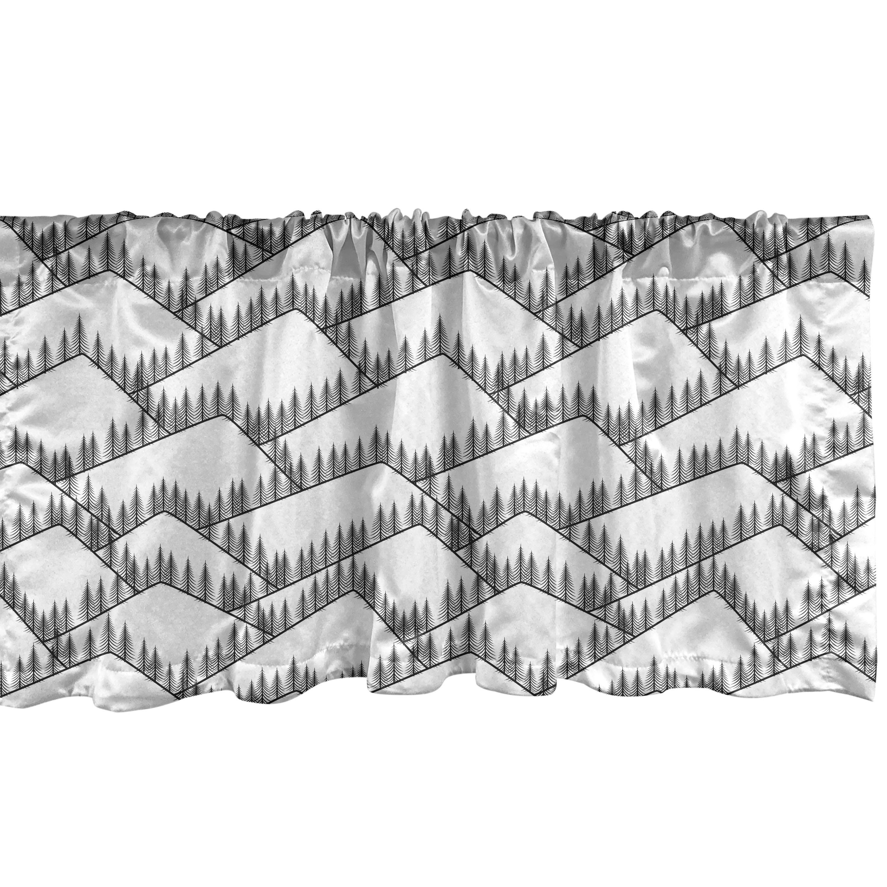 Scheibengardine Vorhang Volant für Küche Schlafzimmer Dekor mit Stangentasche, Abakuhaus, Microfaser, Landschaft Berge mit Bäumen Kunst