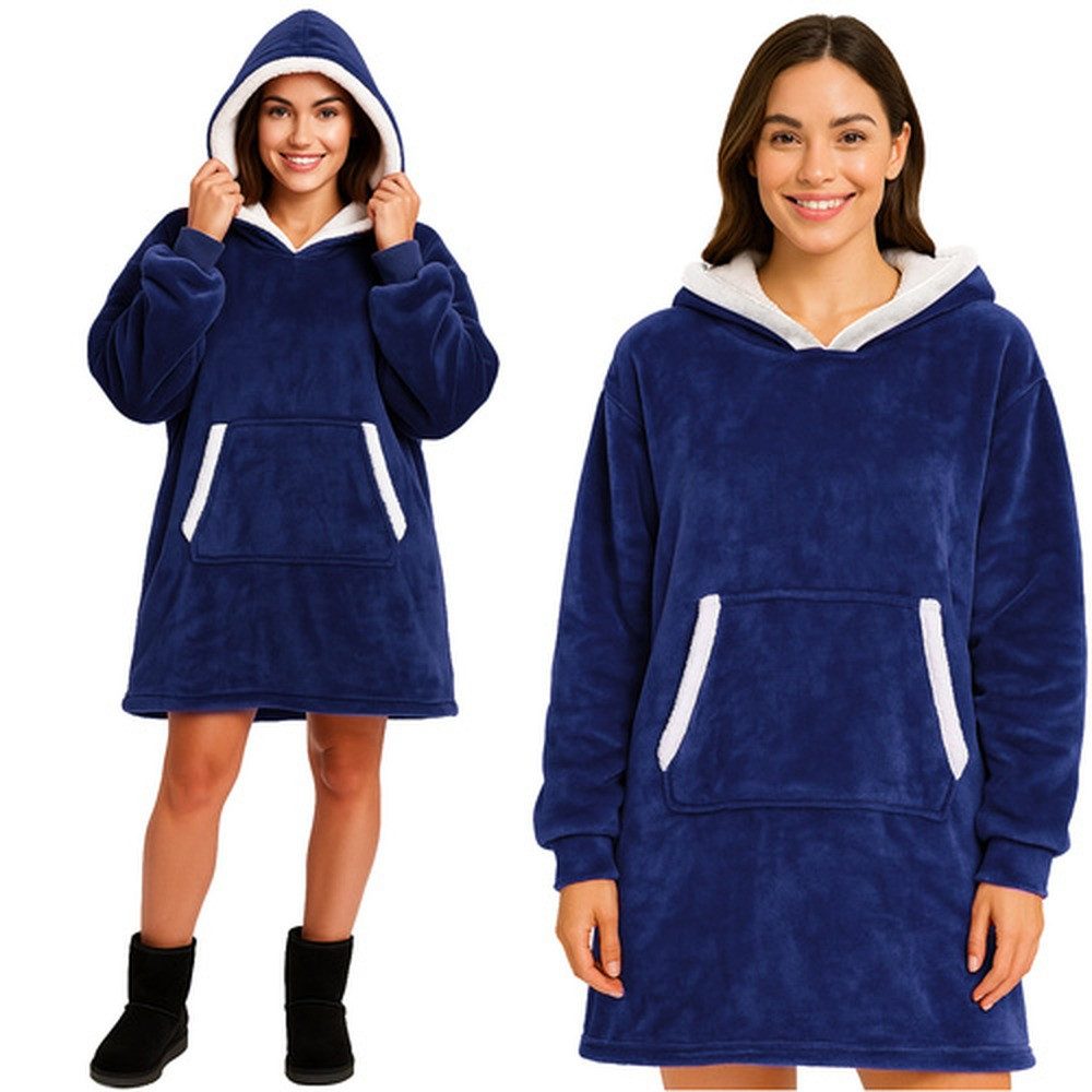 Ruhhy Longpullover Decken-Sweatshirt XXL-Hoodie (Spar-Set, oversize) Innenfutter aus Fell-/Lammfell-Imitat sorgt für wohlige Wärme