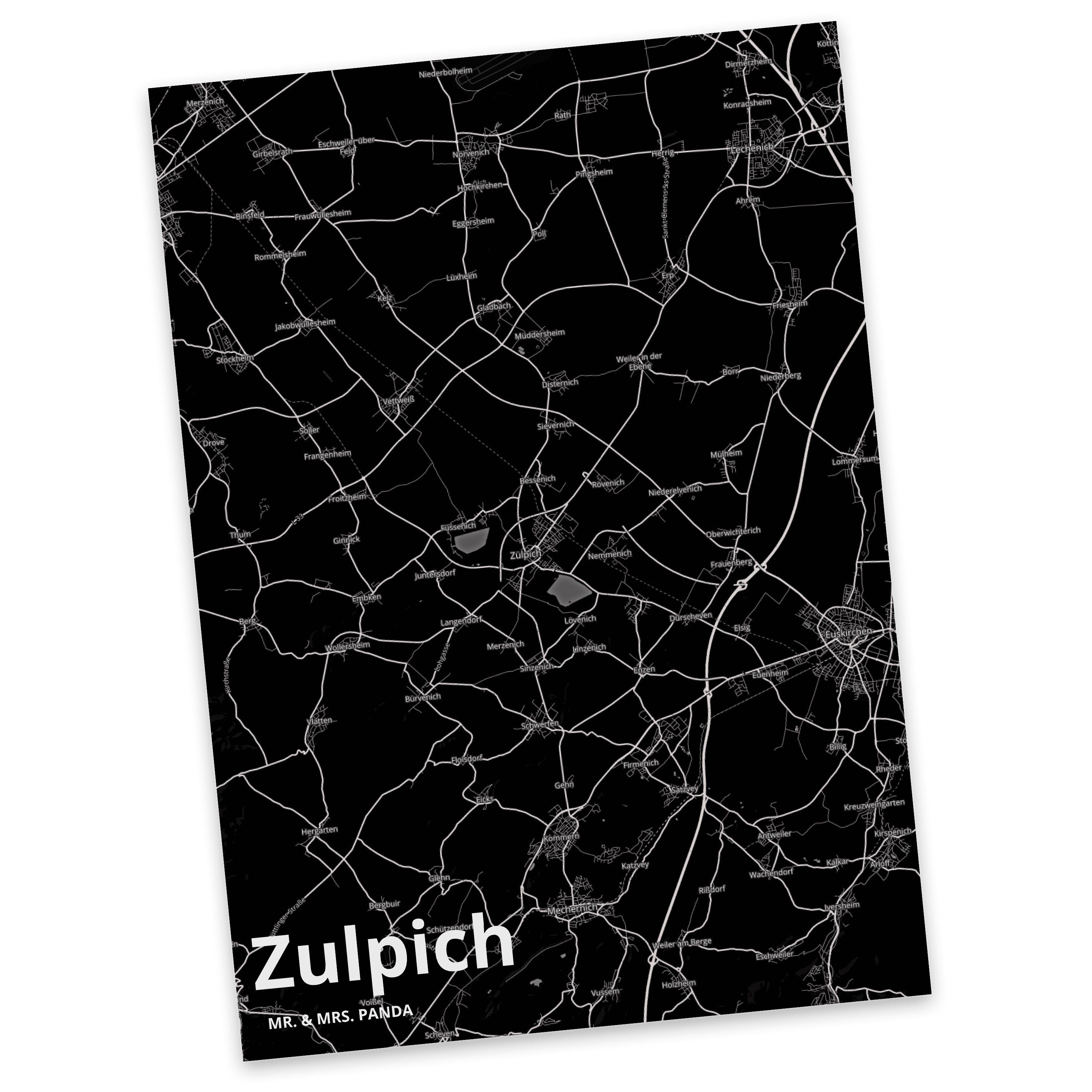 Mr. & Mrs. Panda Postkarte Zulpich - Geschenk, Städte, Stadt Dorf Karte Landkarte Map Stadtplan