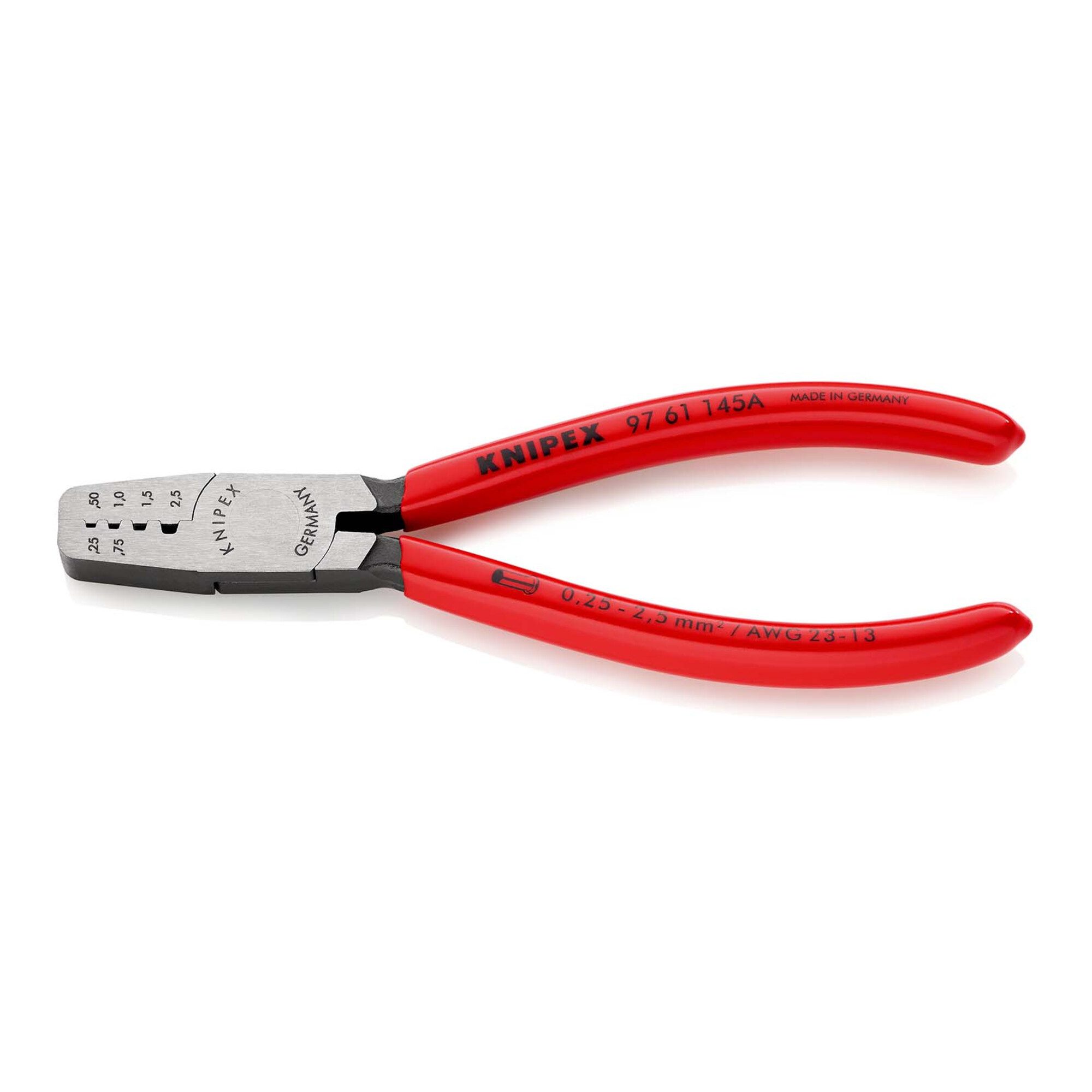 Knipex Crimpzange KNIPEX 97 61 145 A Crimpzange für Aderendhülsen mit Kunststoff überzog