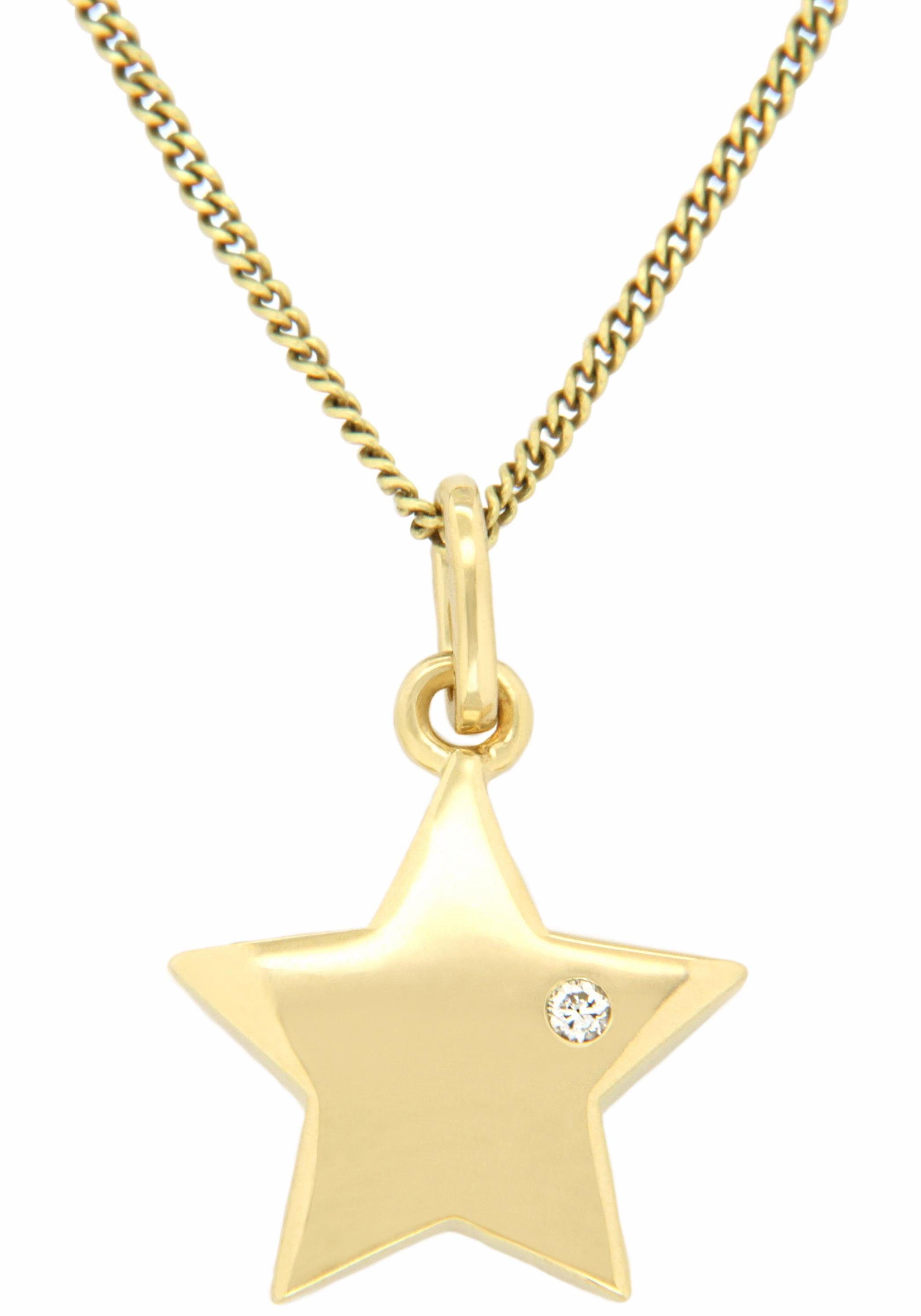 Firetti Kettenanhänger Schmuck Geschenk Gold 333 Halsschmuck Anhänger für Halskette Stern, mit Brillant