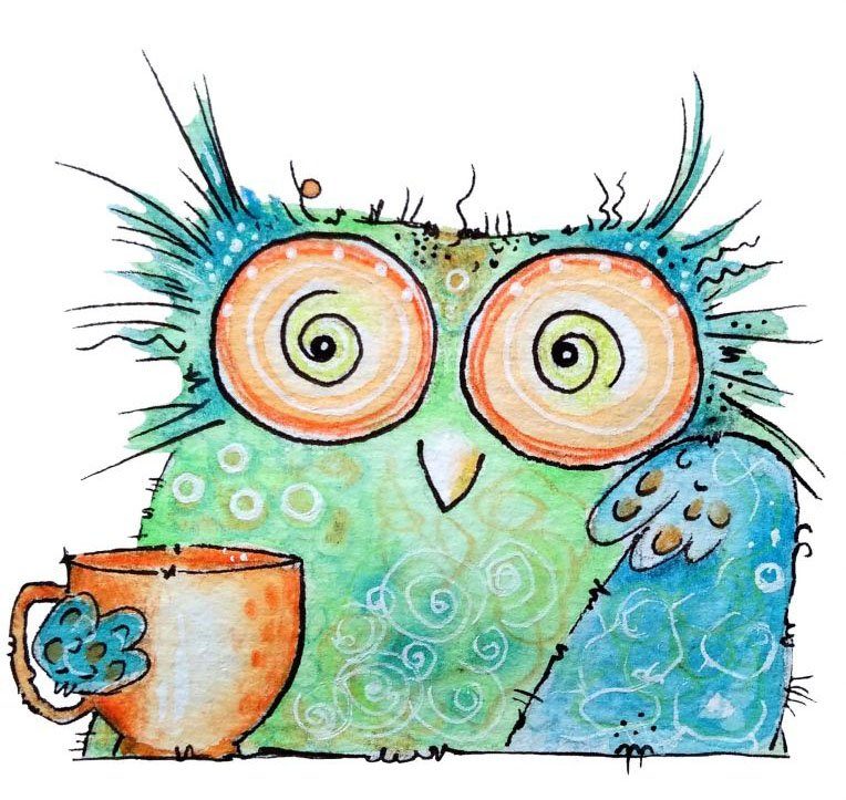 - (1 Vogel Wandtattoo Wall-Art St) Owl Eule Kaffee Coffee