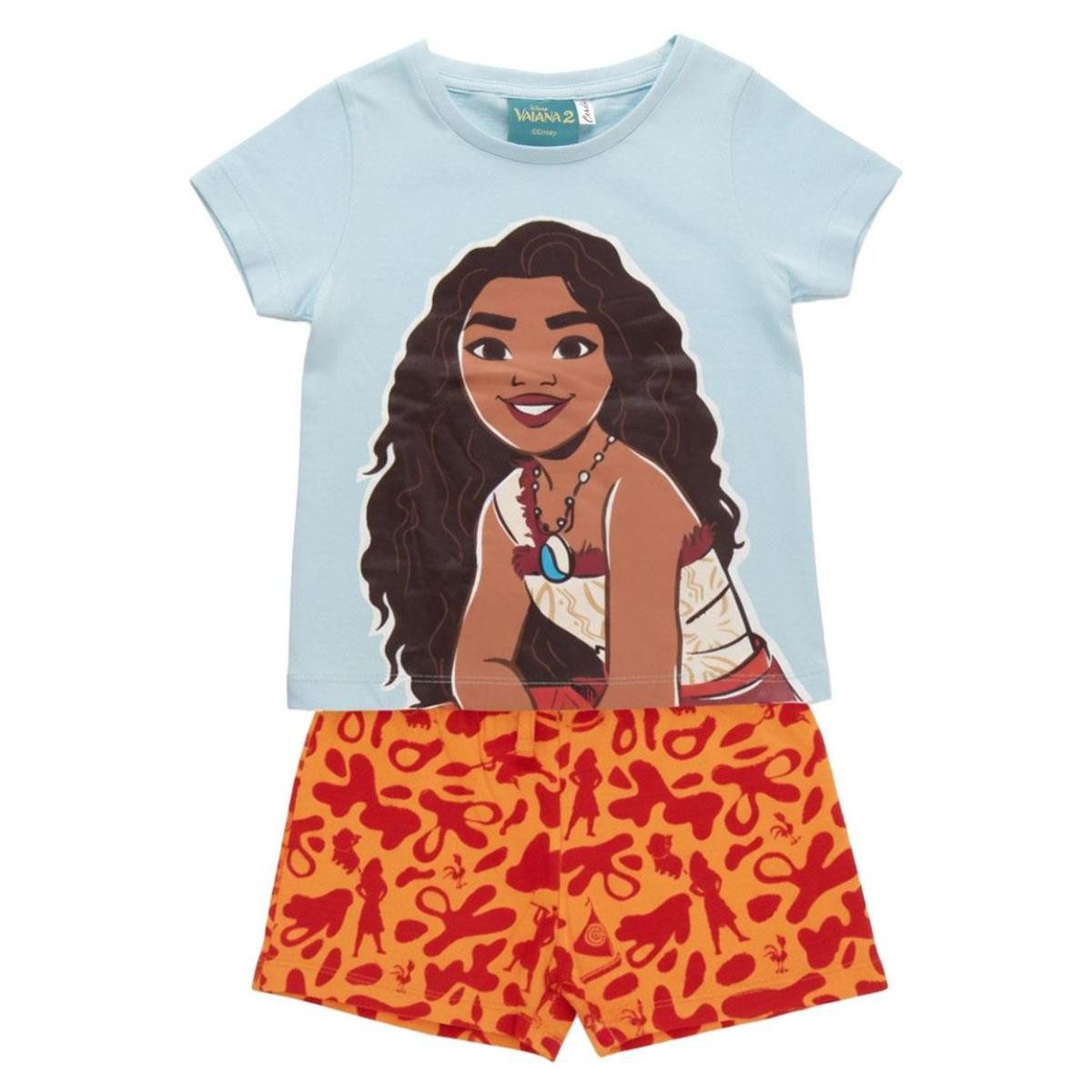 Disney Pyjama Moana Kinder Pyjama kurz Zweiteiler Shirt Shorts Nachtwäsche Baumwolle (Spar-Set, 2 Stück)