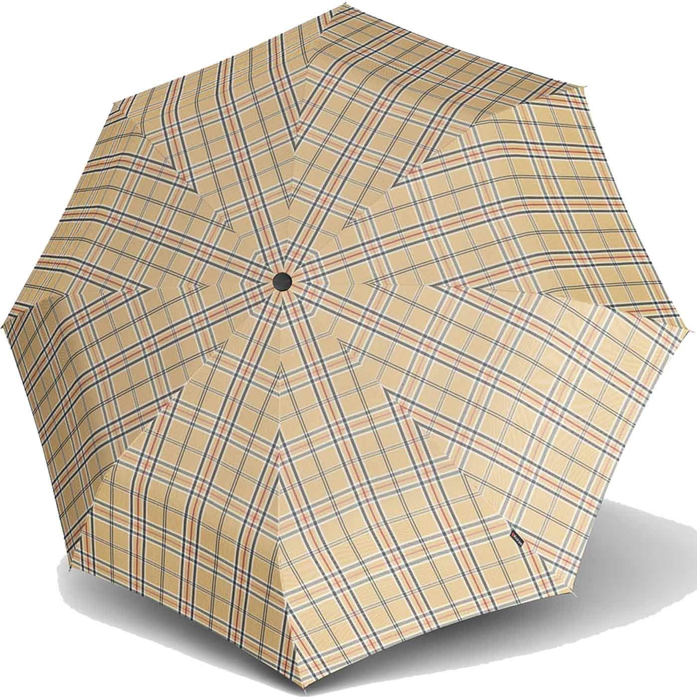 Knirps® Taschenregenschirm stabiler Herrenschirm mit Auf-Automatik,  klassisch-edel mit Karo-Muster, Maße: Regenschirm geöffnet 97 cm, Schirm  geschlossen 28 cm groß
