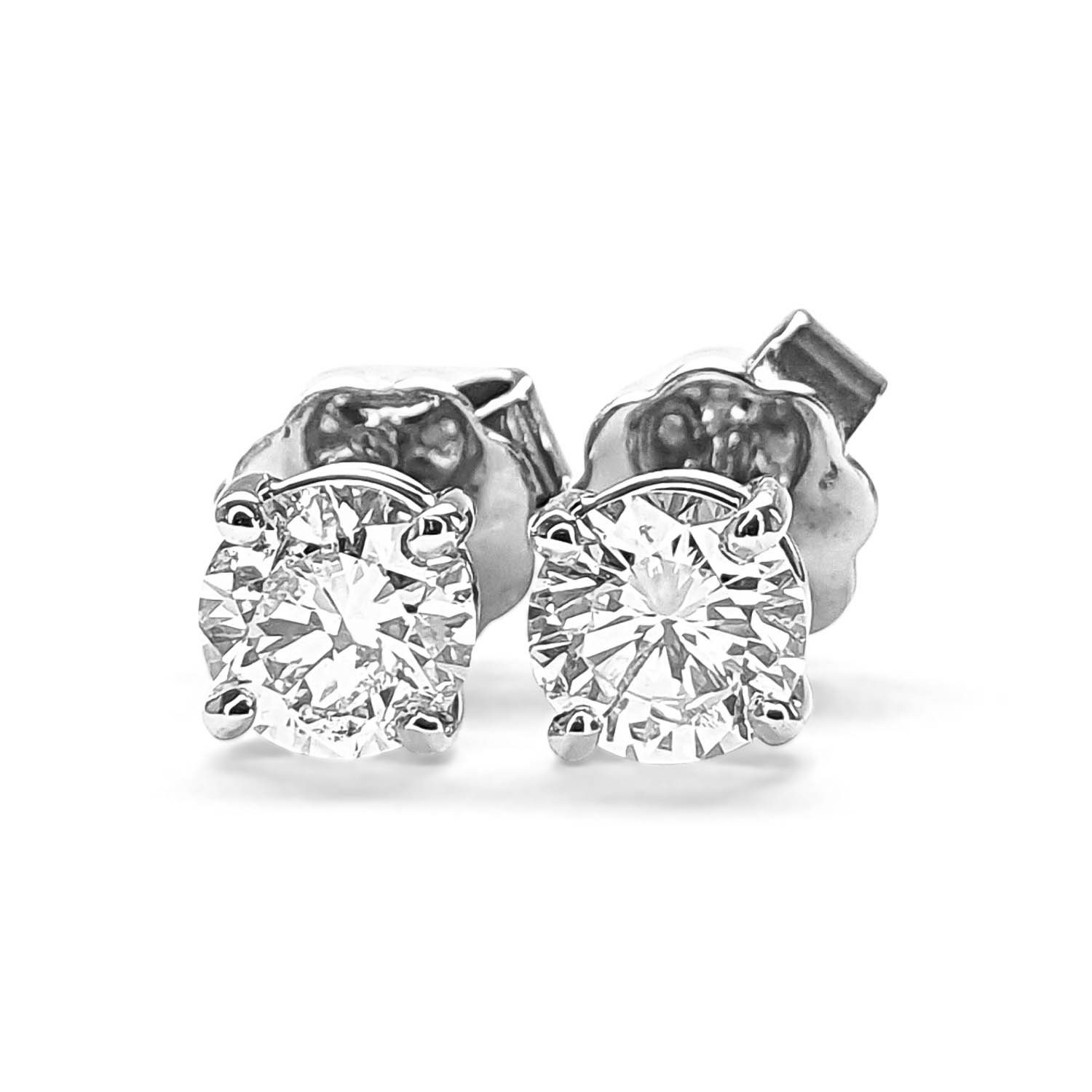 Paar Ohrstecker Diamant Ohrstecker 750 Weißgold mit 2 Diamanten Brillanten 0,80 F/IF