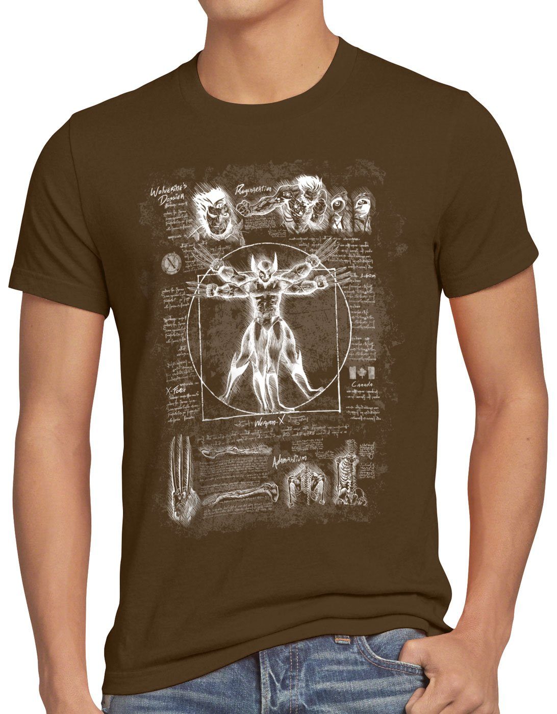 style3 Print-Shirt logan braun mutant Vitruvianischer comic Herren klingen T-Shirt Wolverine kino