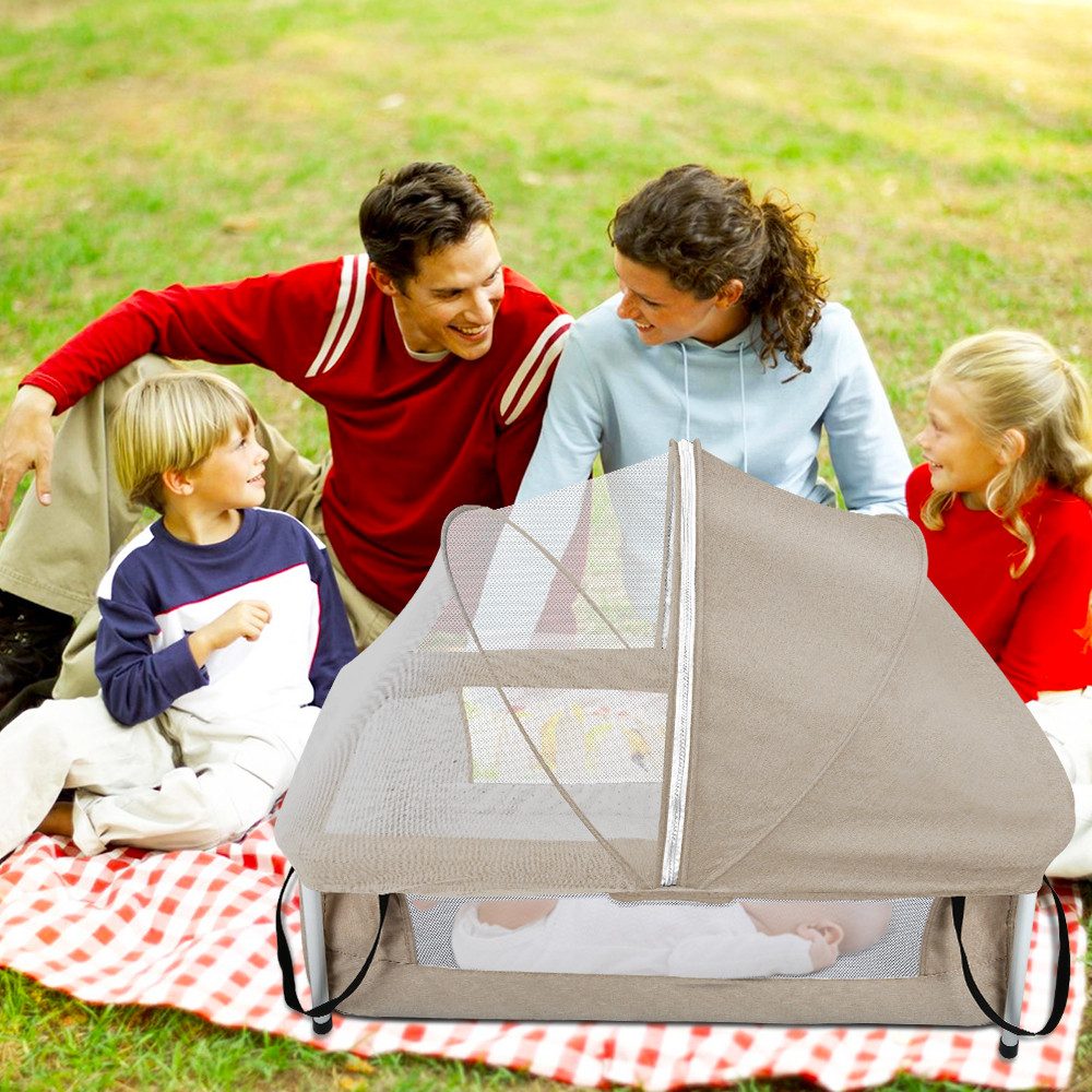 JEOBEST Baby-Reisebett 2-in-1 Reisebett, Faltbares Kinderreisebett Kinderbett mit Moskitonetz, Babybett mit weicher Komfort-Matratze inkl. Rucksack-Tragetasche