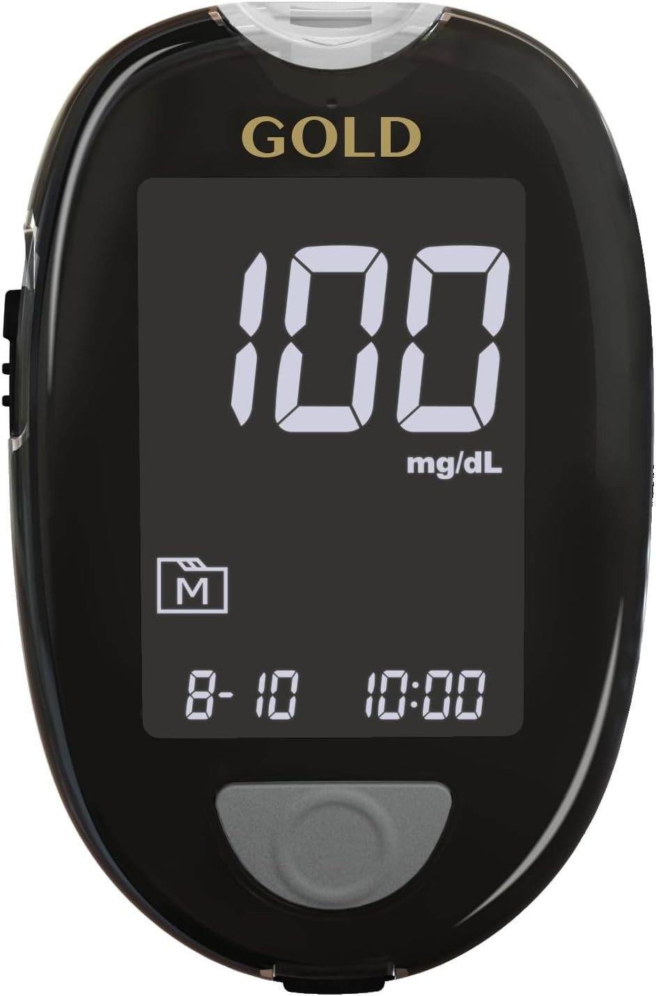 GlucoCheck Blutzuckermessgerät GlucoCheck Gold mgdl oder mmol, Spar-Set, Diabeteskontrolle, Smartes Messgerät, Teststreifeneinschub beleuchtet, Bluetooth und USB-Schnittstelle