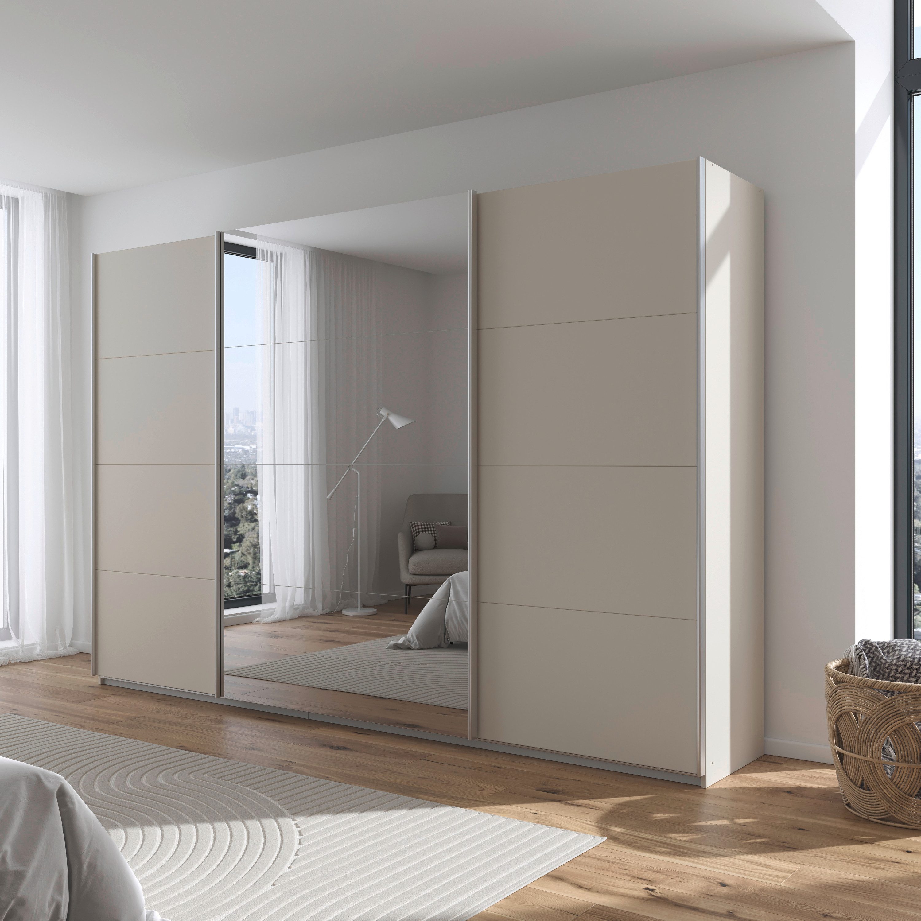 OTTO home Schwebetürenschrank Kleiderschrank Schrank Schlafzimmerschrank Garderobe AGORDO (Breiten 203/271/315/360 cm in drei Griff-Farben - NEU: Farbe SCHWARZ) Top Innenausstattung, in 4 Breiten und 2 Höhen MADE IN GERMANY