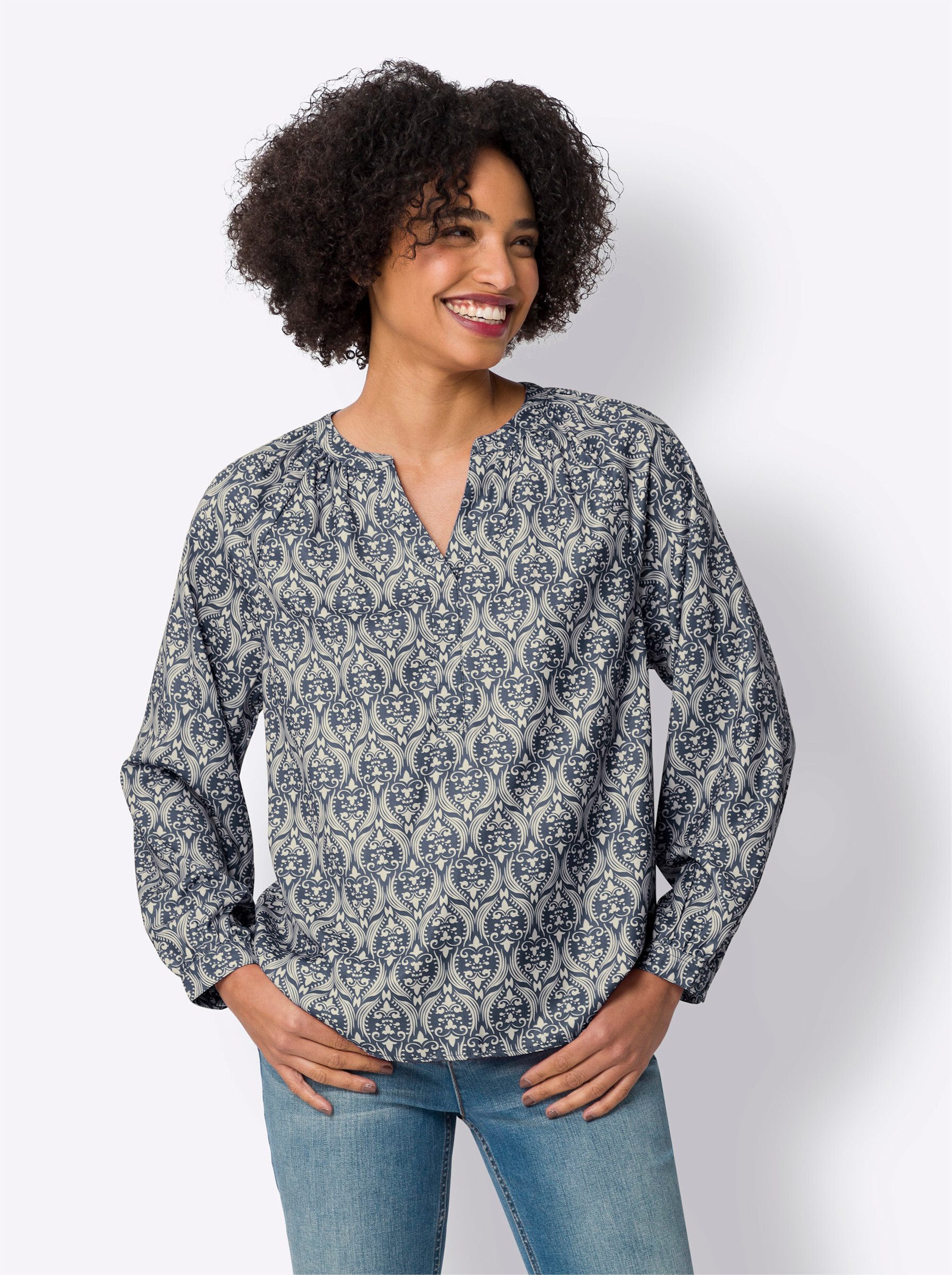 heine Klassische Bluse Druckbluse Langarm