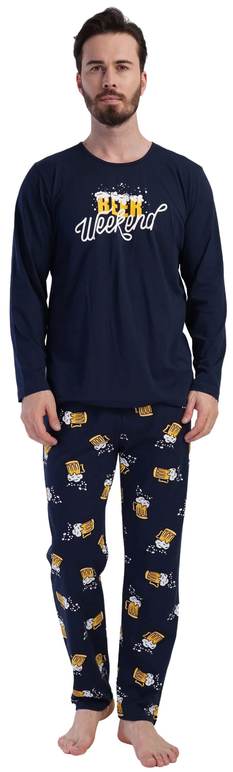 Vienetta Schlafanzug Man (Set, 2 tlg., 2-teilig) Herren Pyjama lang Langarm günstig online kaufen