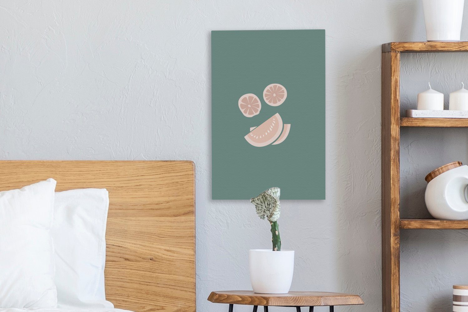 Leinwandbild 20x30 (1 cm Leinwandbild Pastell, bespannt Sommer fertig - Zackenaufhänger, Obst inkl. OneMillionCanvasses® - Gemälde, St),