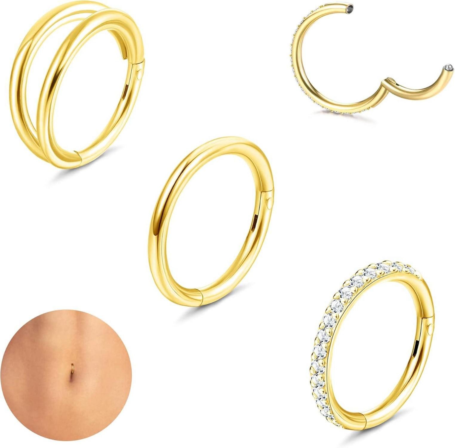 Bauchnabelpiercing-Set 3er Set Damen Bauchnabelpiercing Chirurgenstahl Zirkonia Piercing Set