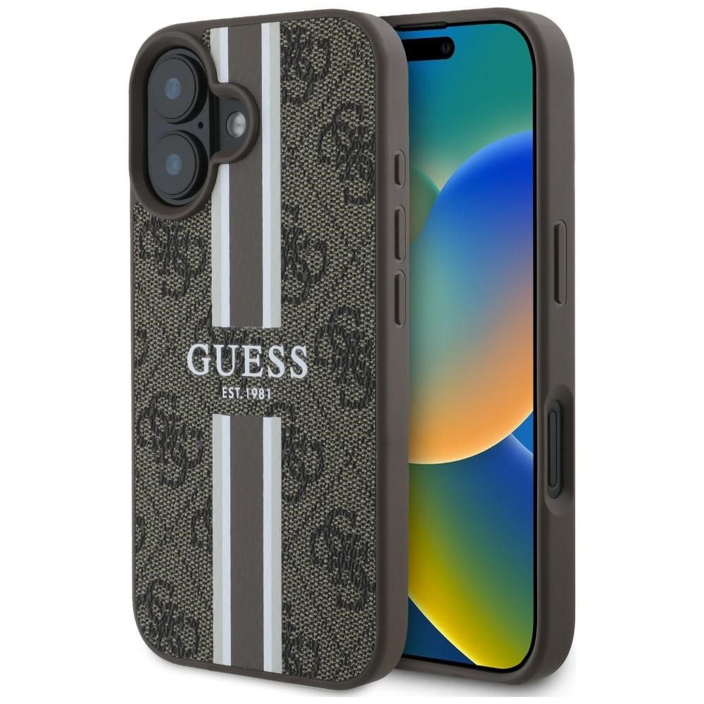 Guess Handyhülle Hartschale Schutzhülle Kantenschutz 6,1, MagSafe-kompatibel, Kunstleder, Hartschale