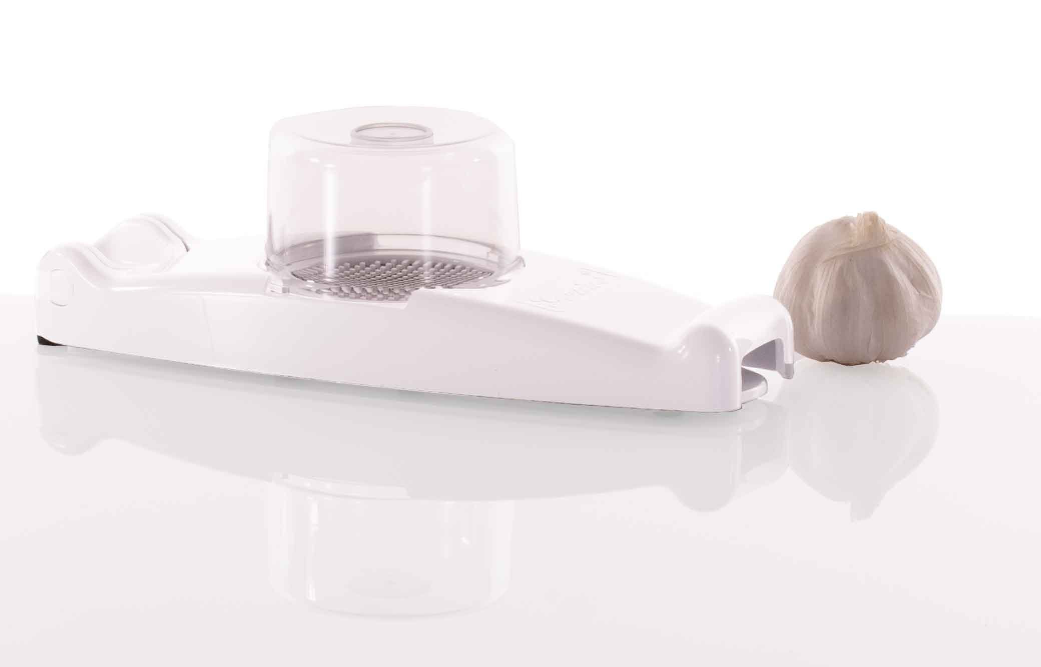 Genius Gemüsehobel Genius Knoblauchschneider Mini weiß - Knoblauchsch, Kunststoff, (nein, 3-St)