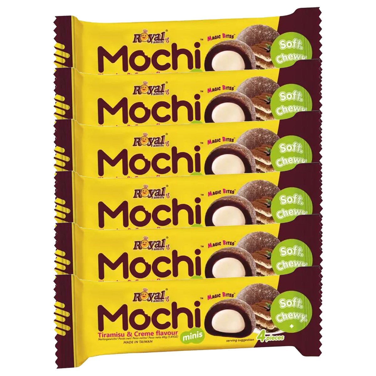 Royal Family Kuchen, Royal Family Mochi Tiramisu Snack Riegel Soft Chewy 40g 6er Pack