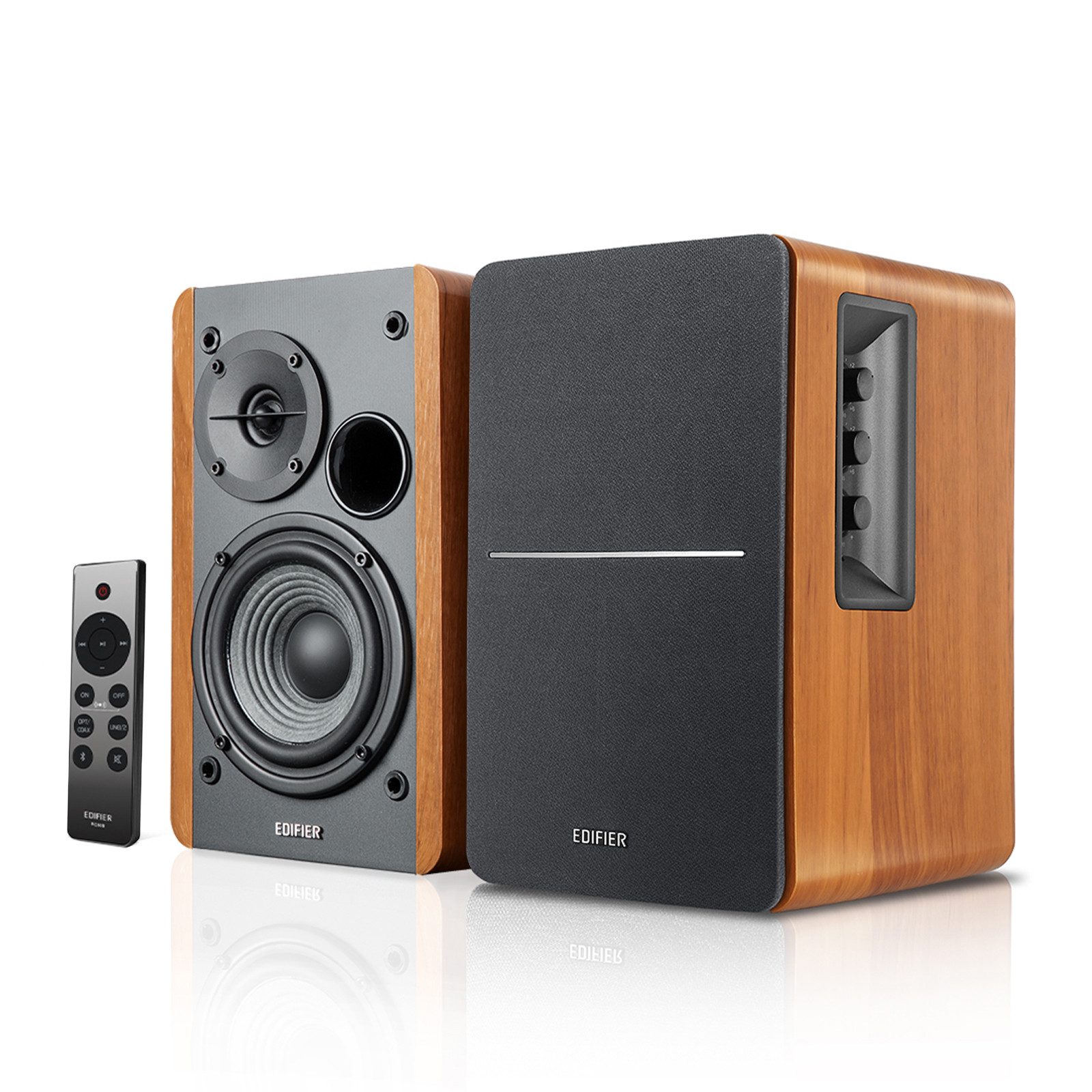 Edifier® R1280DBs mit Subwoofer Ausgang Bookshelf Hi-Fi Speakers Regal-Lautsprecher 2.0 (A2DP, AVRCP, aptX, 42 W, Bluetooth-Regallautsprecher mit optischem Eingang und Sub-Out)