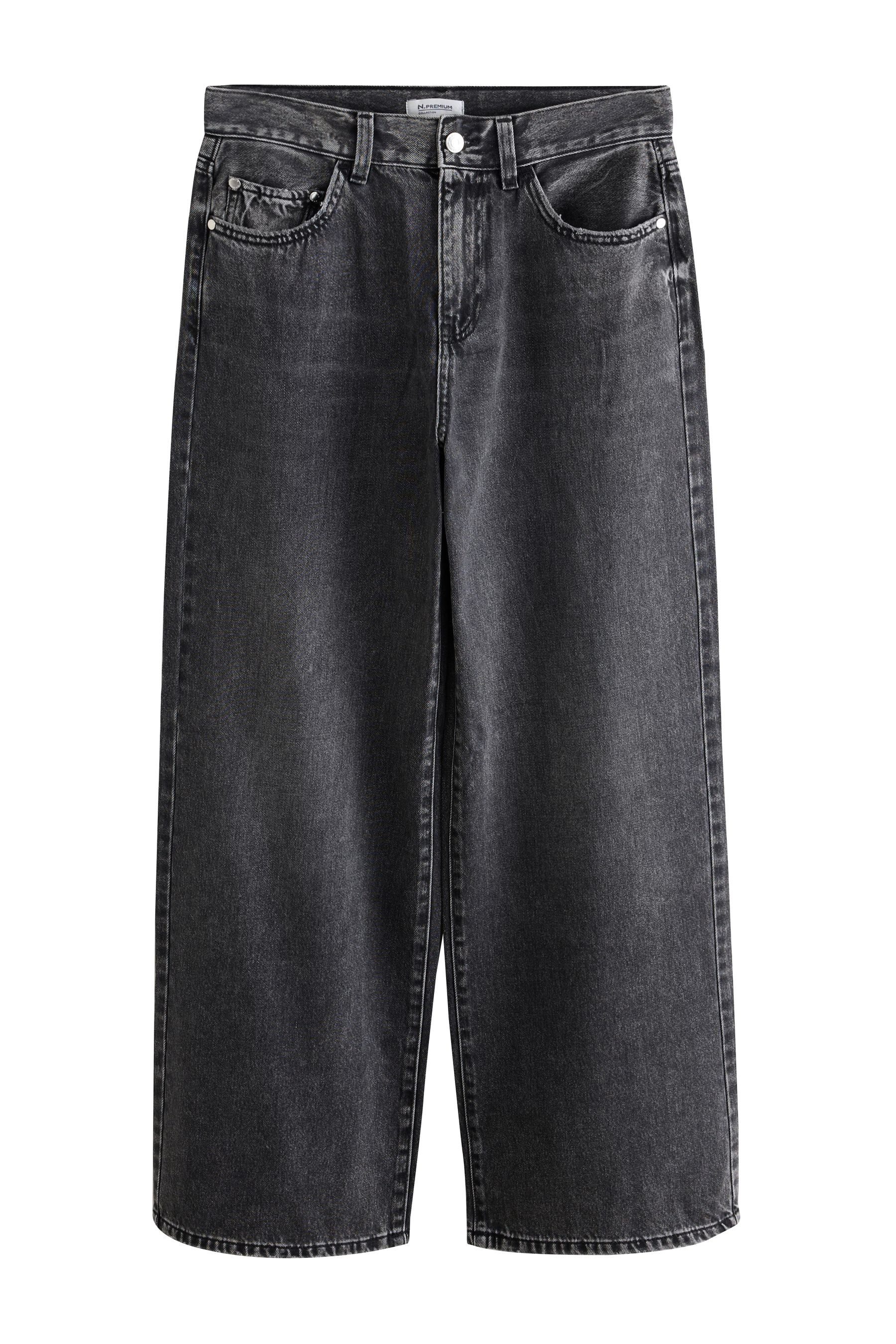 Next Weite Jeans Hochbund-City-Jeans mit weitem Bein, Kurzgröße (1-tlg)