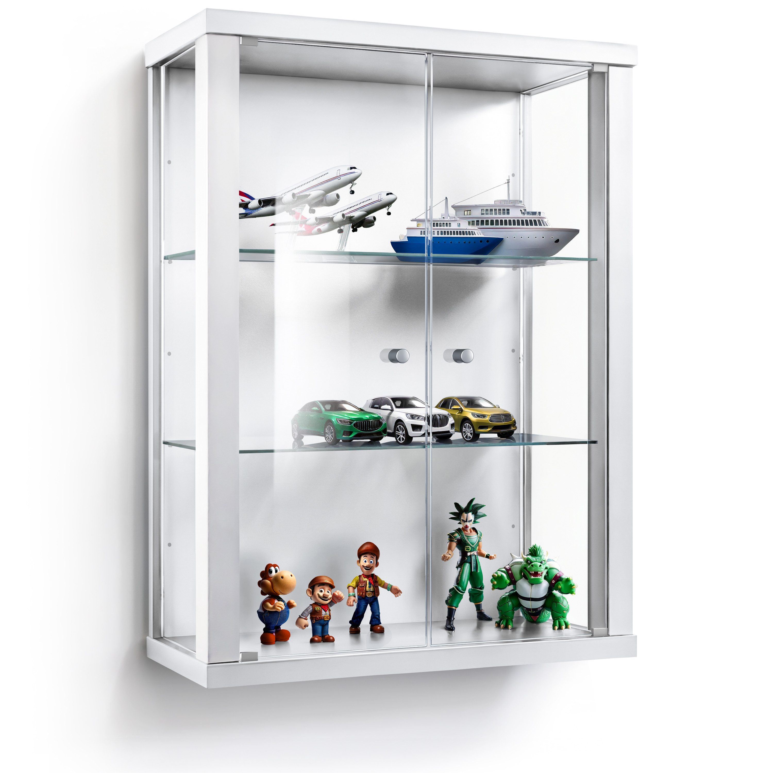 K-Möbel Hängevitrine C1012 (Glasvitrine (80x60x25 cm) mit 2 Glastüren) Glasvitrine hängend