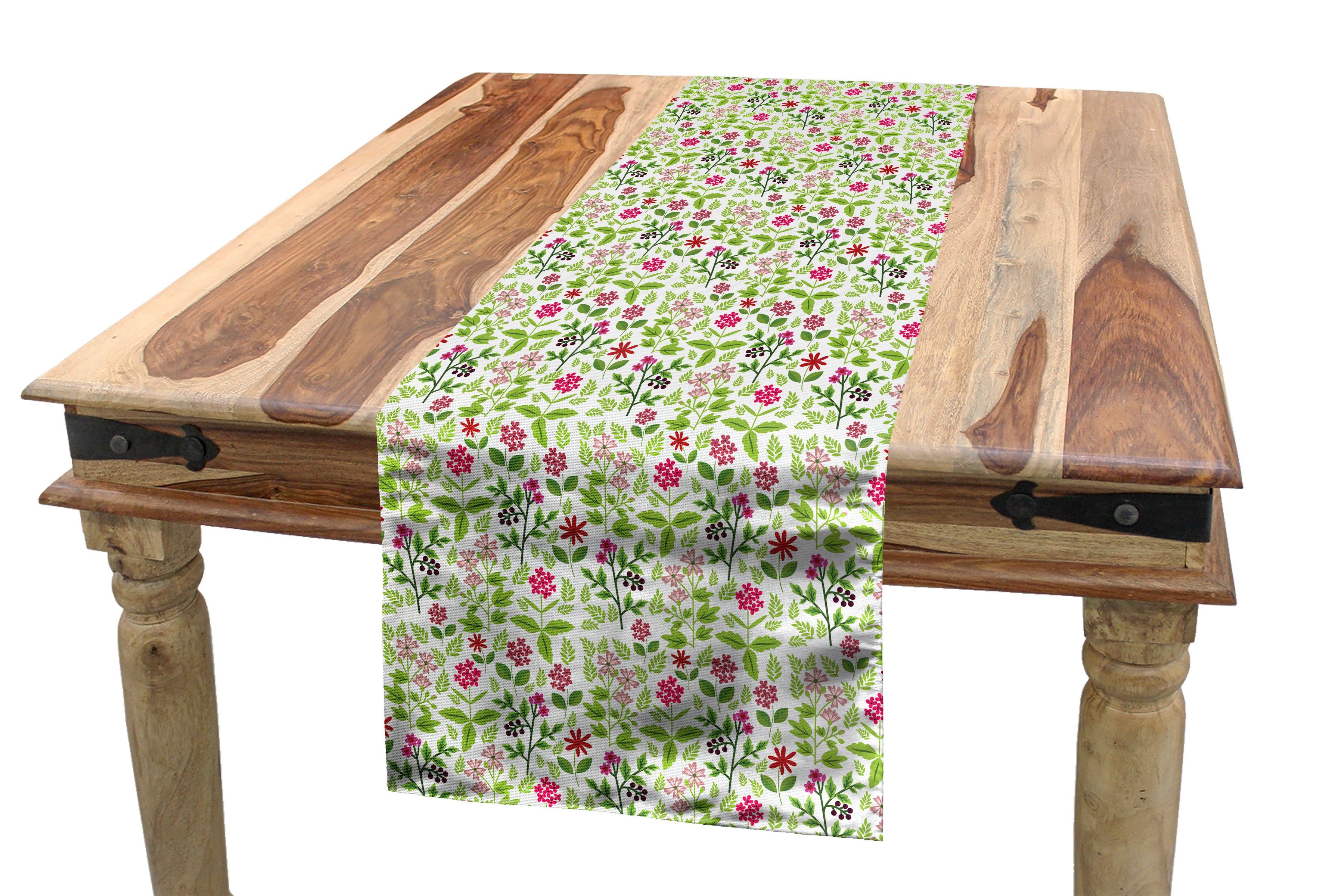 Tischläufer, Rechteckiger Tischläufer Wiesenpflanzen Küche Abakuhaus Frühling Esszimmer Kräuter Grünlich Dekorativer