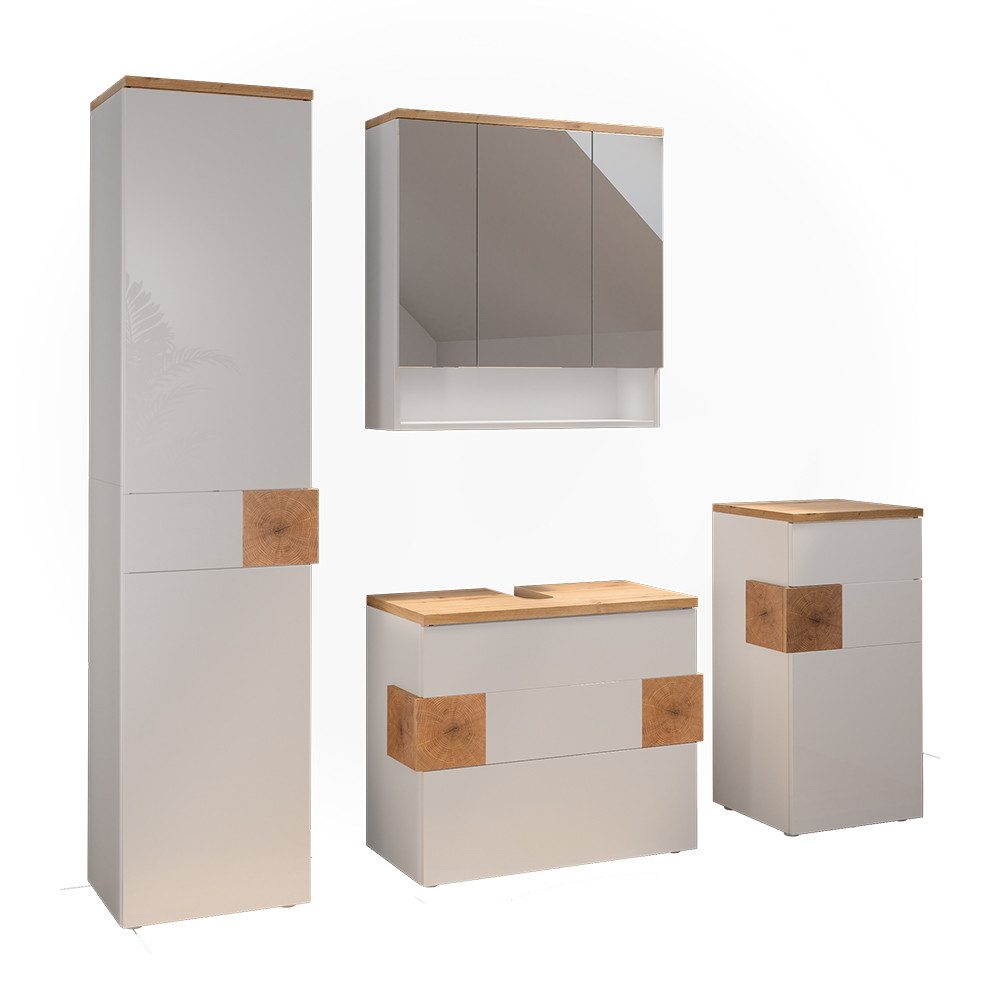 Vicco Badmöbel-Set Eden, Weiß/Artisan-Eiche, 4 Teile, günstig online kaufen