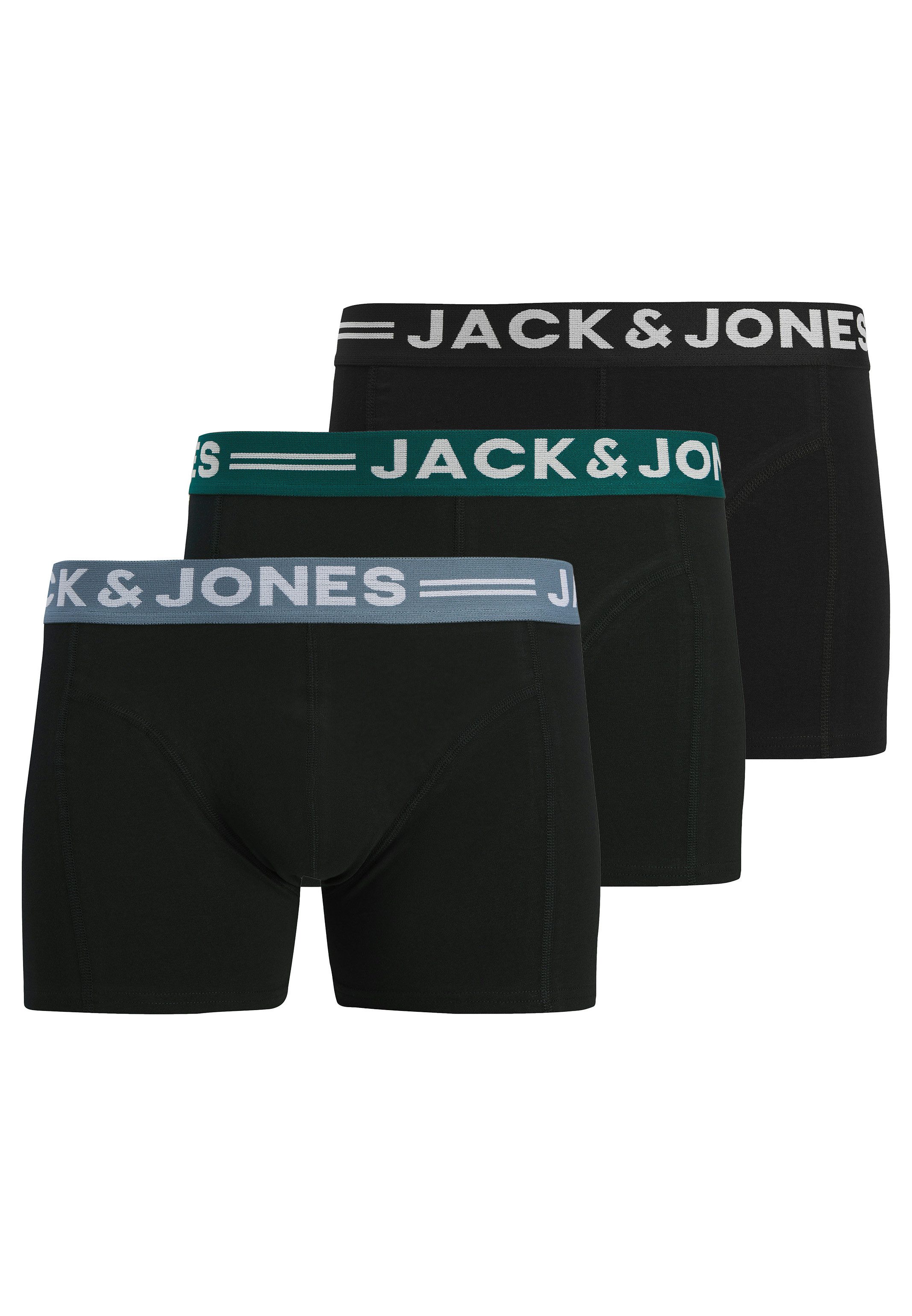 Jack & Jones Retro Boxer 3er Pack Sense (Spar-Set, 3-St) Retro Short / Pant - Baumwolle - ohne Eingriff - Atmungsaktiv