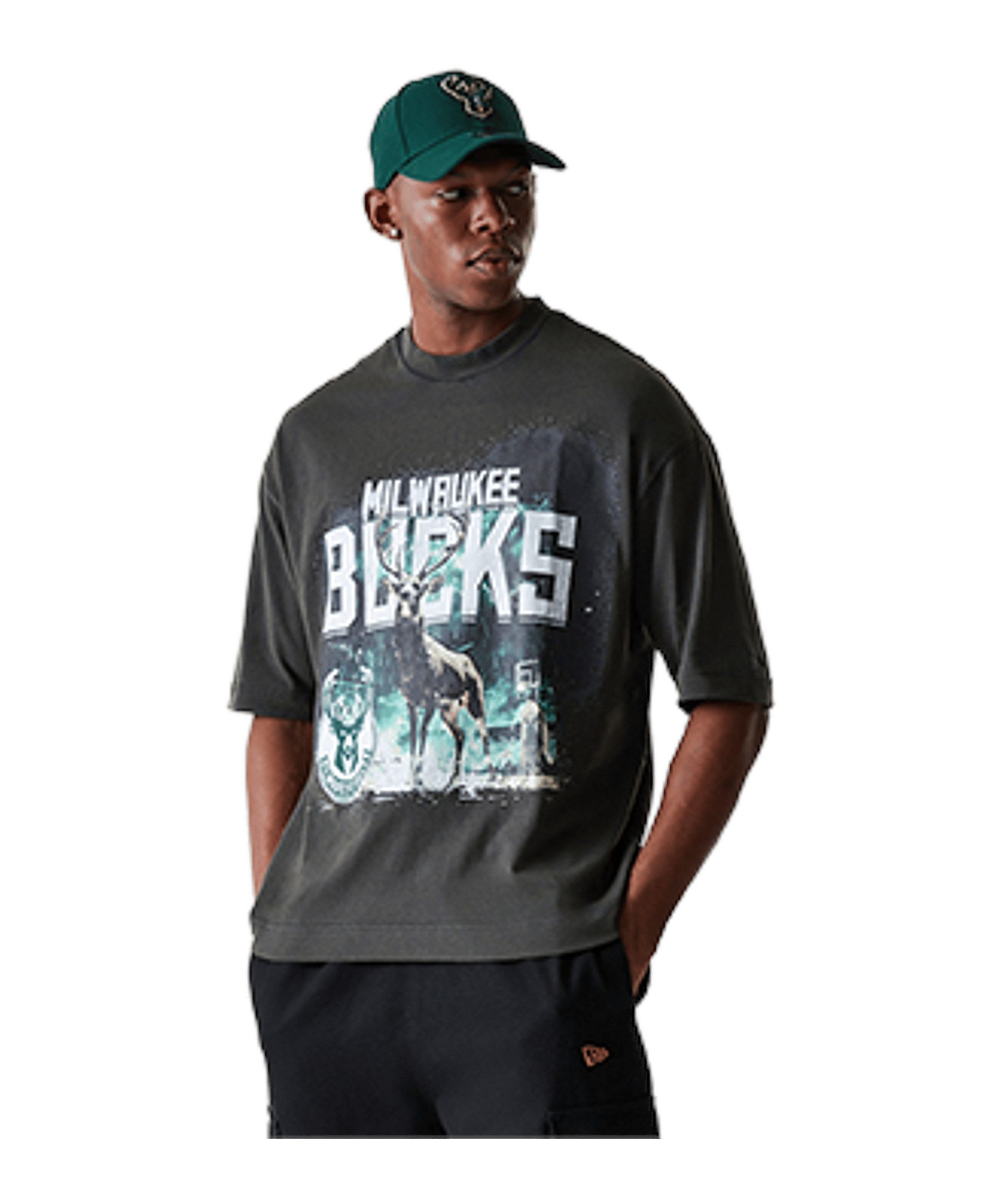 T-Shirt New Era NBA Washed Graphic Milwaukee Bucks T-Shirt
