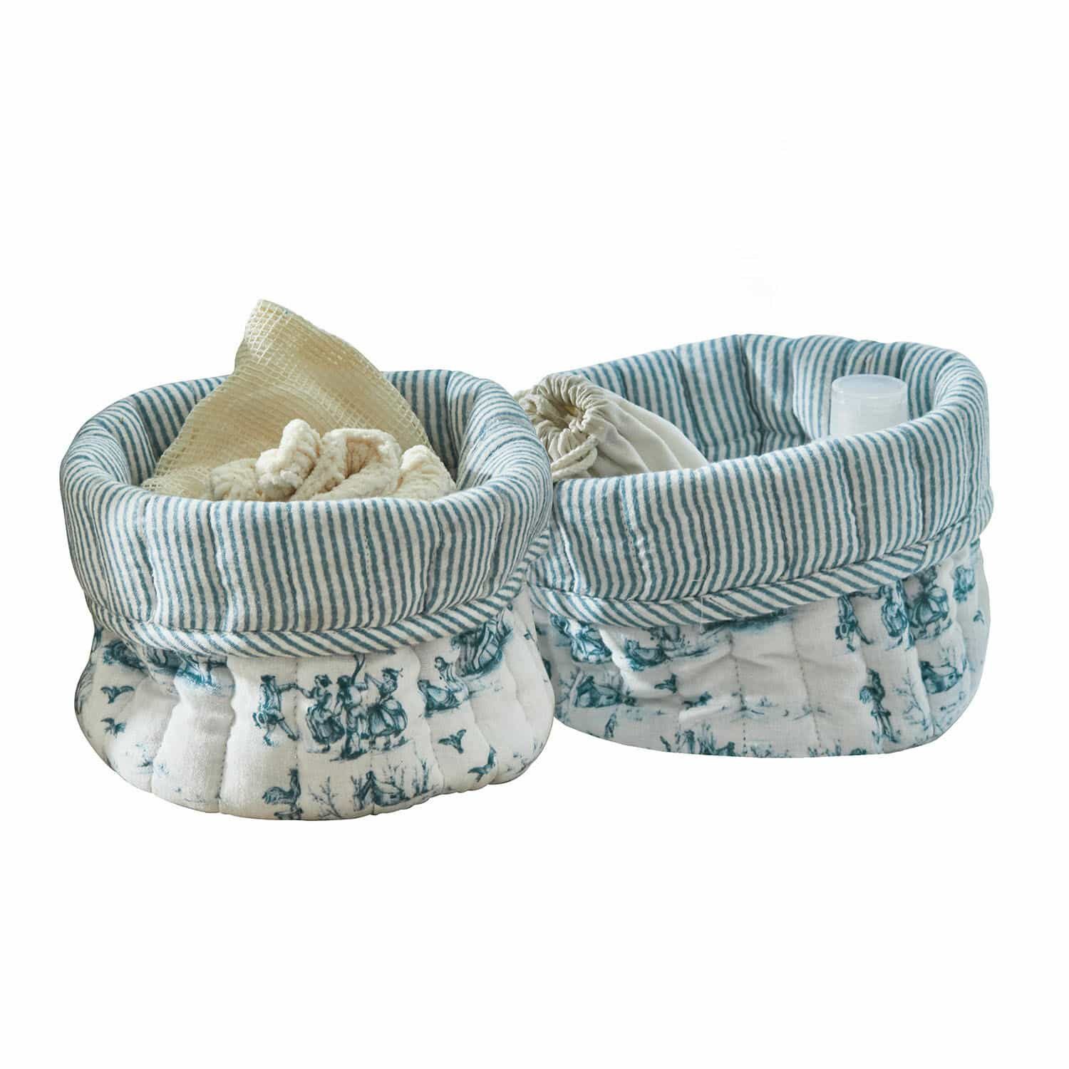 Mirabeau Dekokorb Korb 2er Set Emilie blau/creme (2er Set, 2er Set)