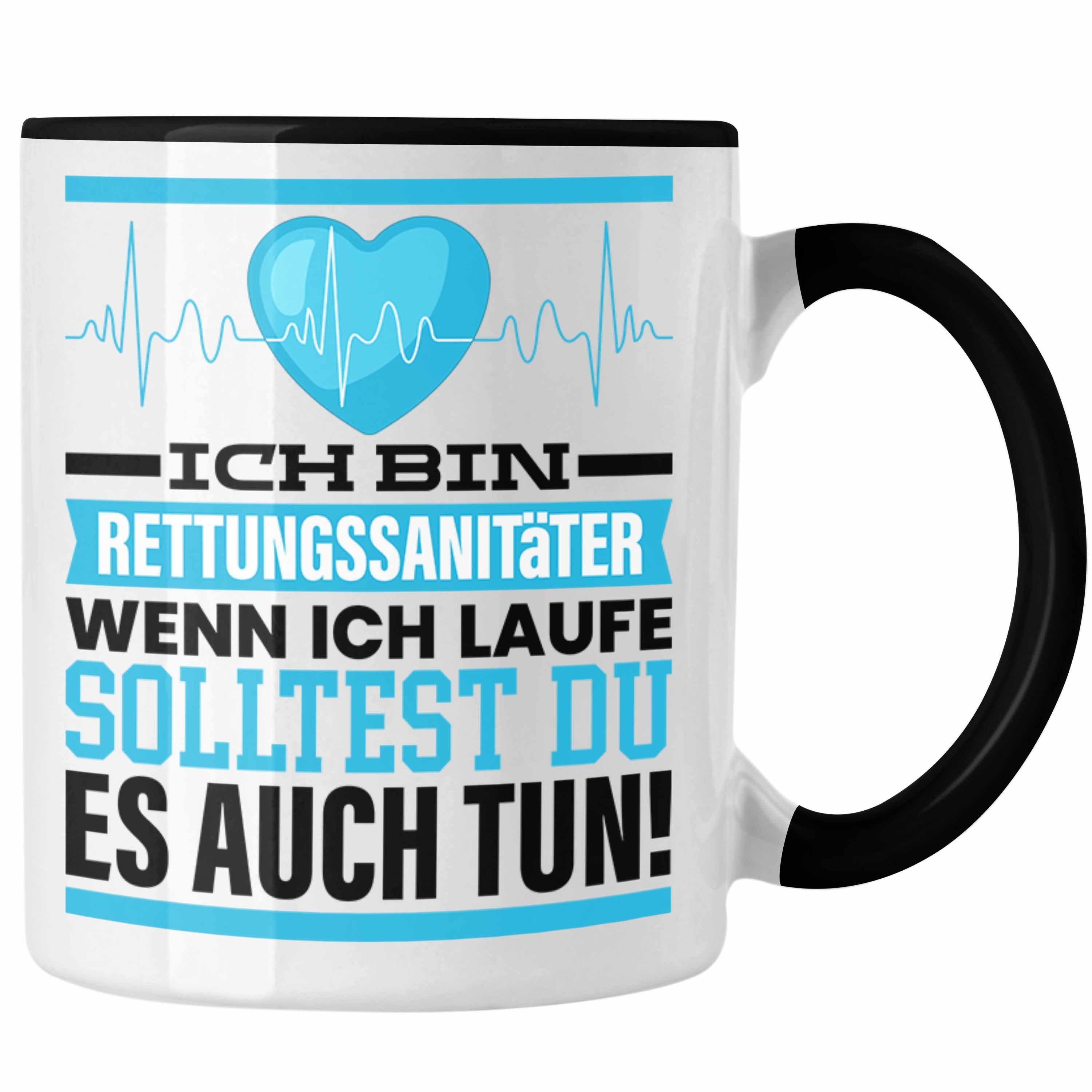 Trendation Tasse Rettungssanitäter Tasse Geschenk Spruch Männer Rettungsdienst Geschenk Schwarz