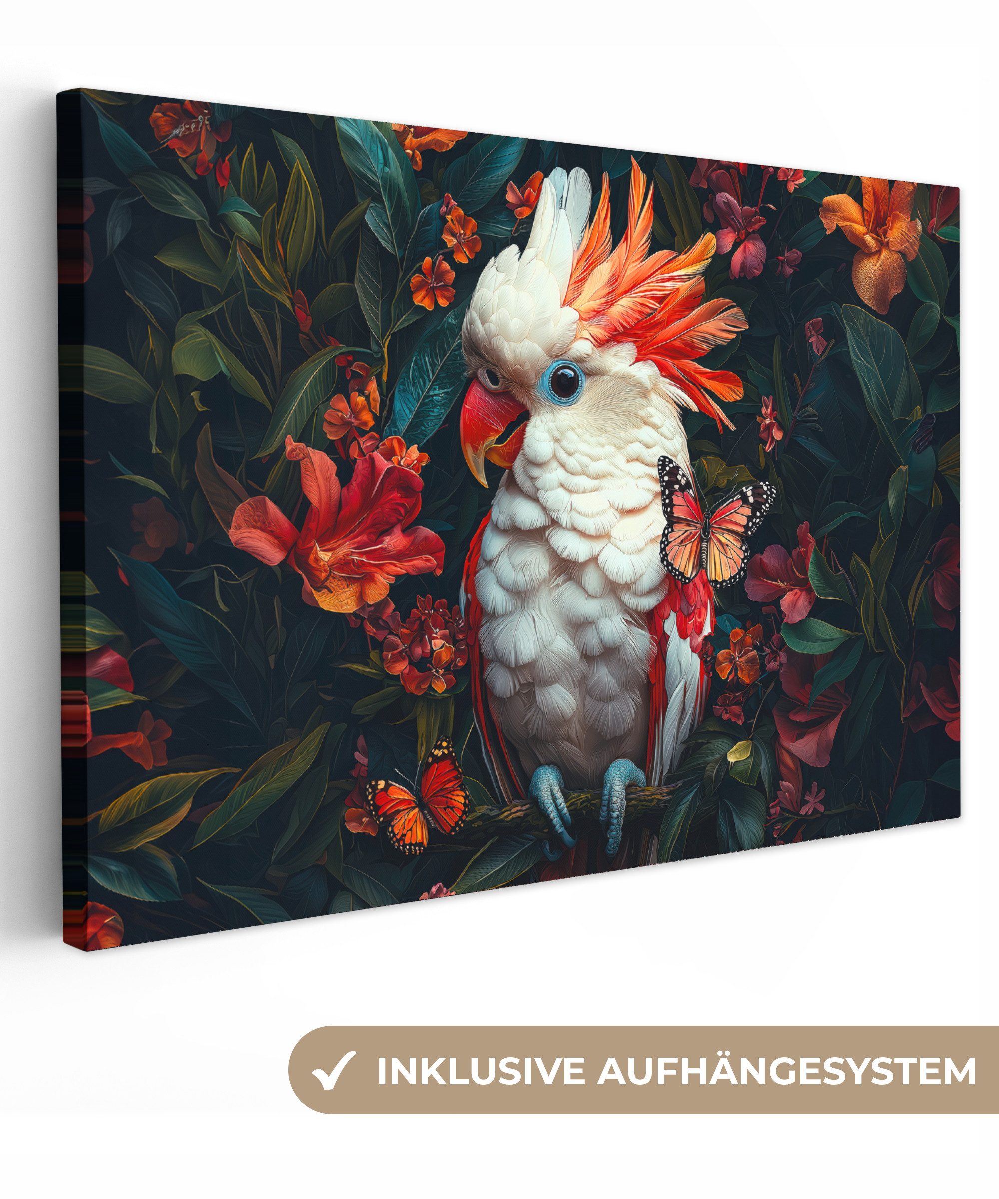 OneMillionCanvasses® Leinwandbild Kakadu - Schmetterlinge - günstig online kaufen
