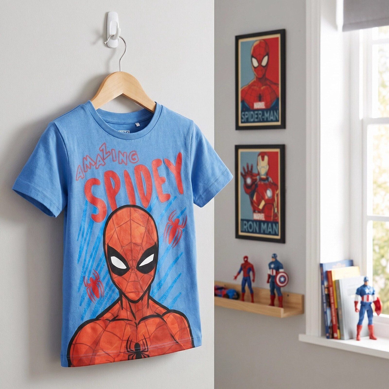 MARVEL Print-Shirt Marvel Spider-Man Jungen T-Shirt Gr. 98 Blau oder Weiß Baumwolle