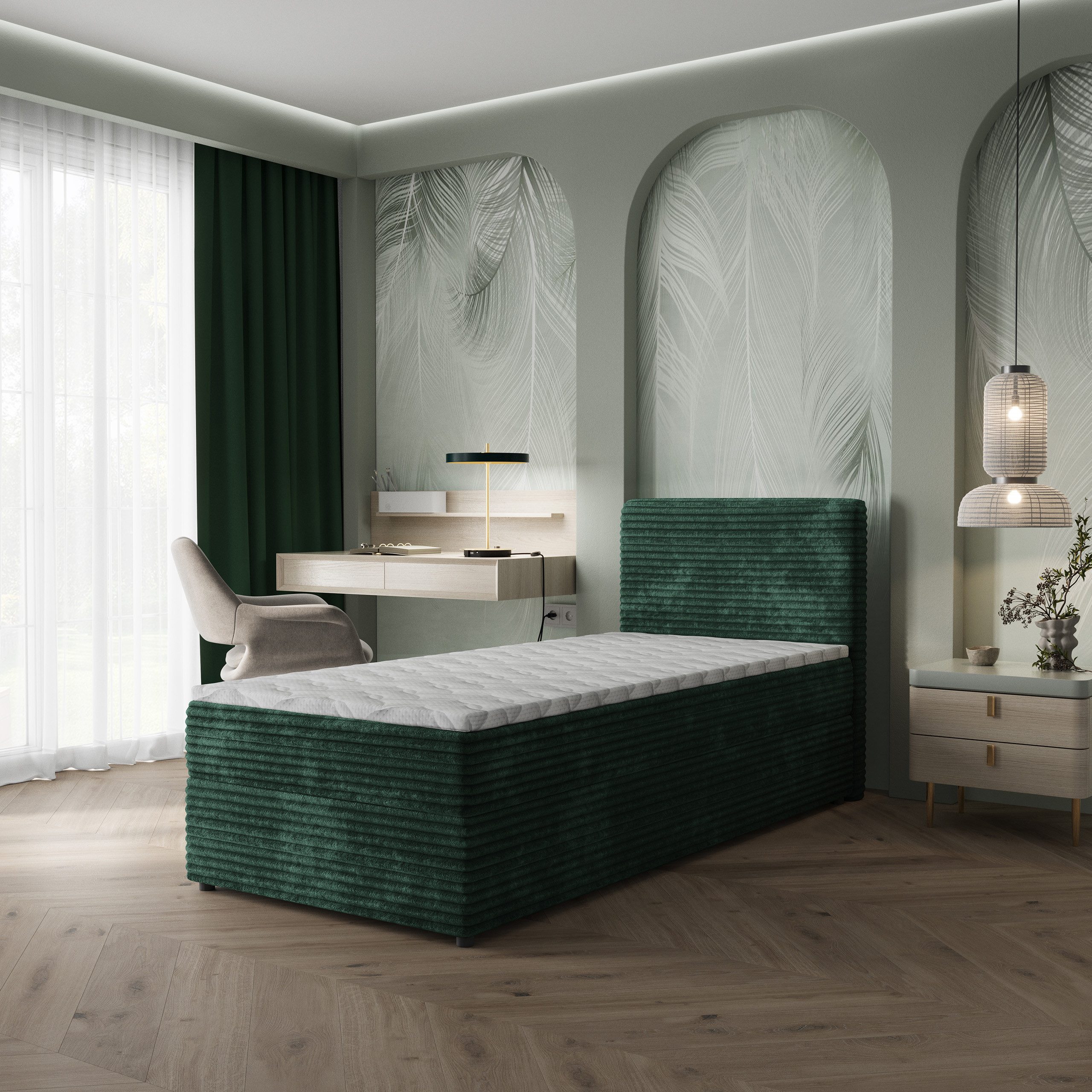 Masseno Boxbett PISA 80x200 cm mit Bonell Matratze und Topper