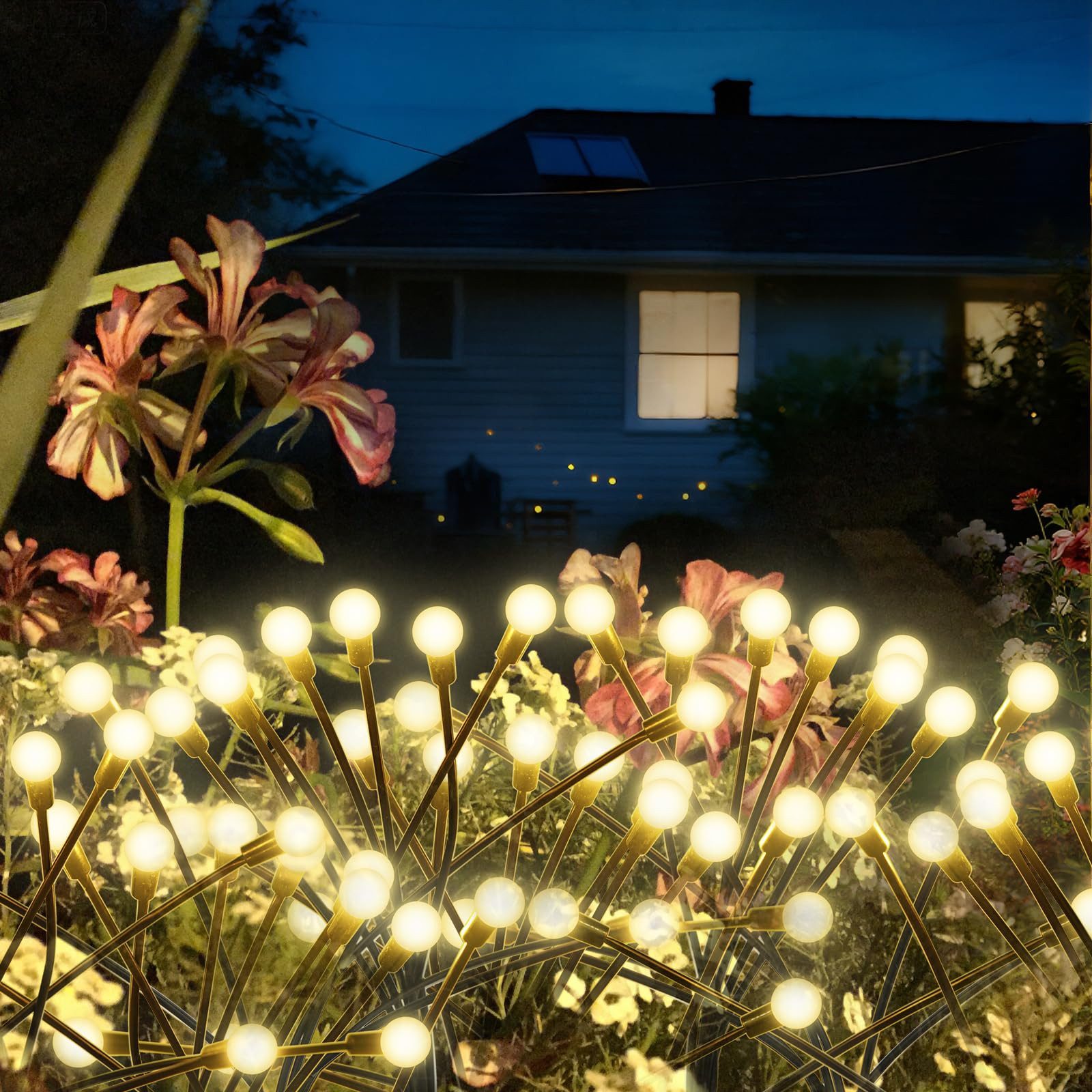 LQWELL LED Solarleuchte Firefly Solarlampen Solarlampen Gartenbeleuchtung Deko Lampe für Außen, LED fest integriert, Warmweißes Gartenlicht Modern Keine Verkabelung Einfache Installation, für Wegeleuchte Gras Terrasse Balkon Gehweg Deko