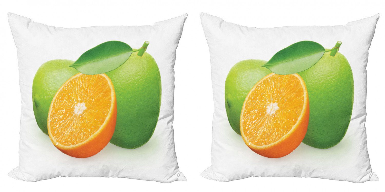 Kissenbezüge Modern Accent Doppelseitiger Digitaldruck, Abakuhaus (2 Stück), grün orange Lime Orange Entwurf