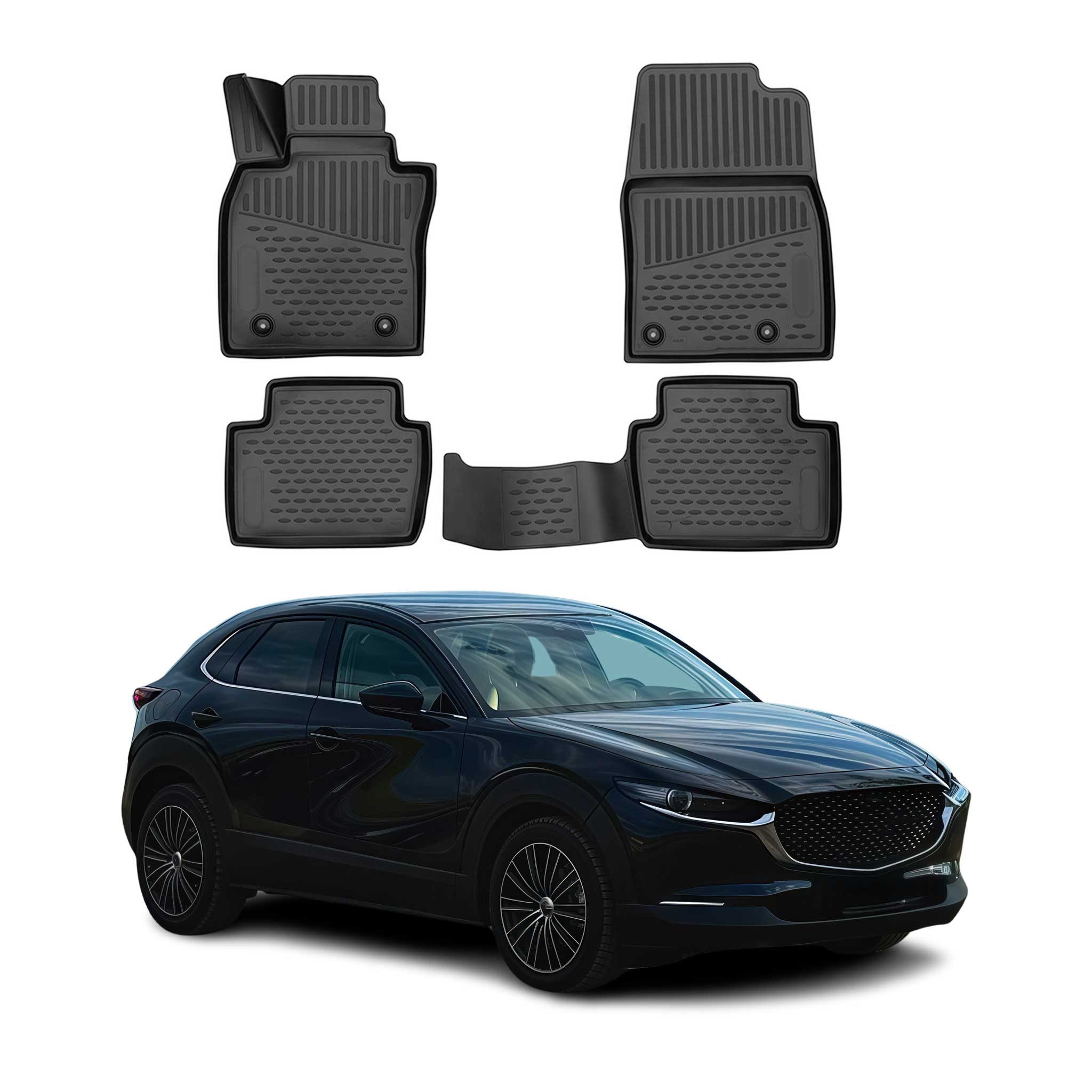OMAC Auto-Fußmatten 2019-2025 Mazda CX-30 Fußmatten TPE Schwarz 4 tlg (4 St), für Mazda CX-30 2019-2025 Mazda CX-30 2019-2025, Antirutsch,Wasserfest,Einfache Installation
