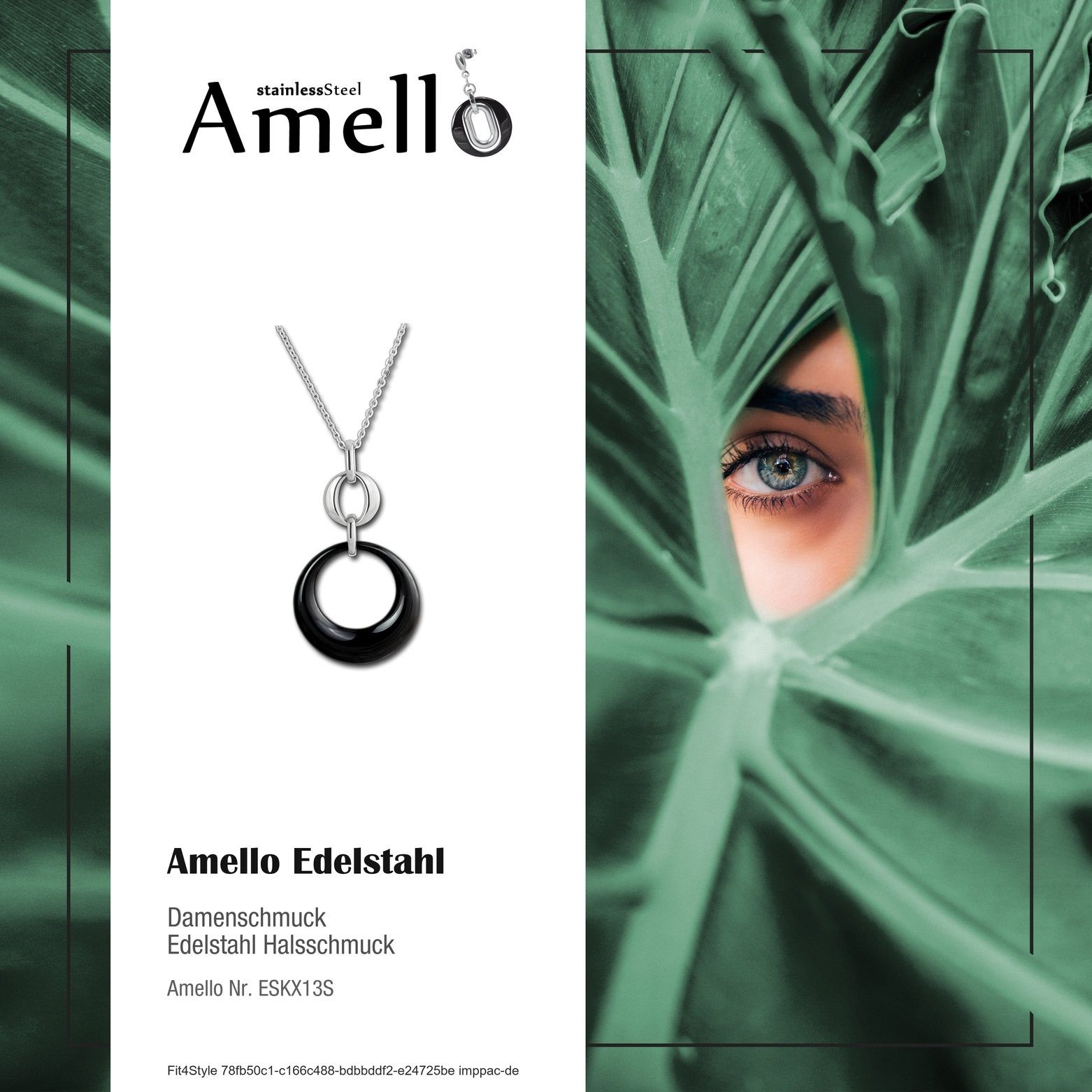 Amello Edelstahlkette Amello Round Halskette silber schwarz (Halsketten, Ha günstig online kaufen