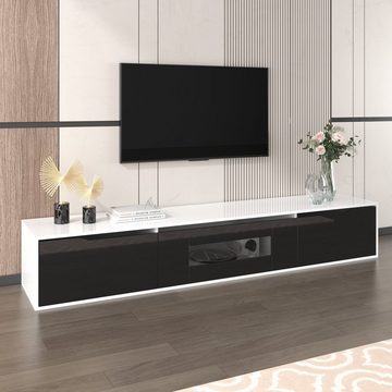 REDOM TV-Schrank Lowboard TV-Board Klapptüren, Hochglanz, mit farbwechselndem LED-Licht