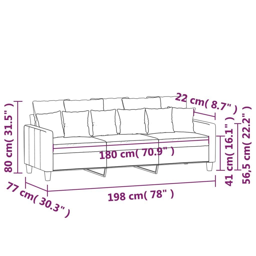 vidaXL Sofa 3-Sitzer-Sofa Taupe 180 Stoff cm