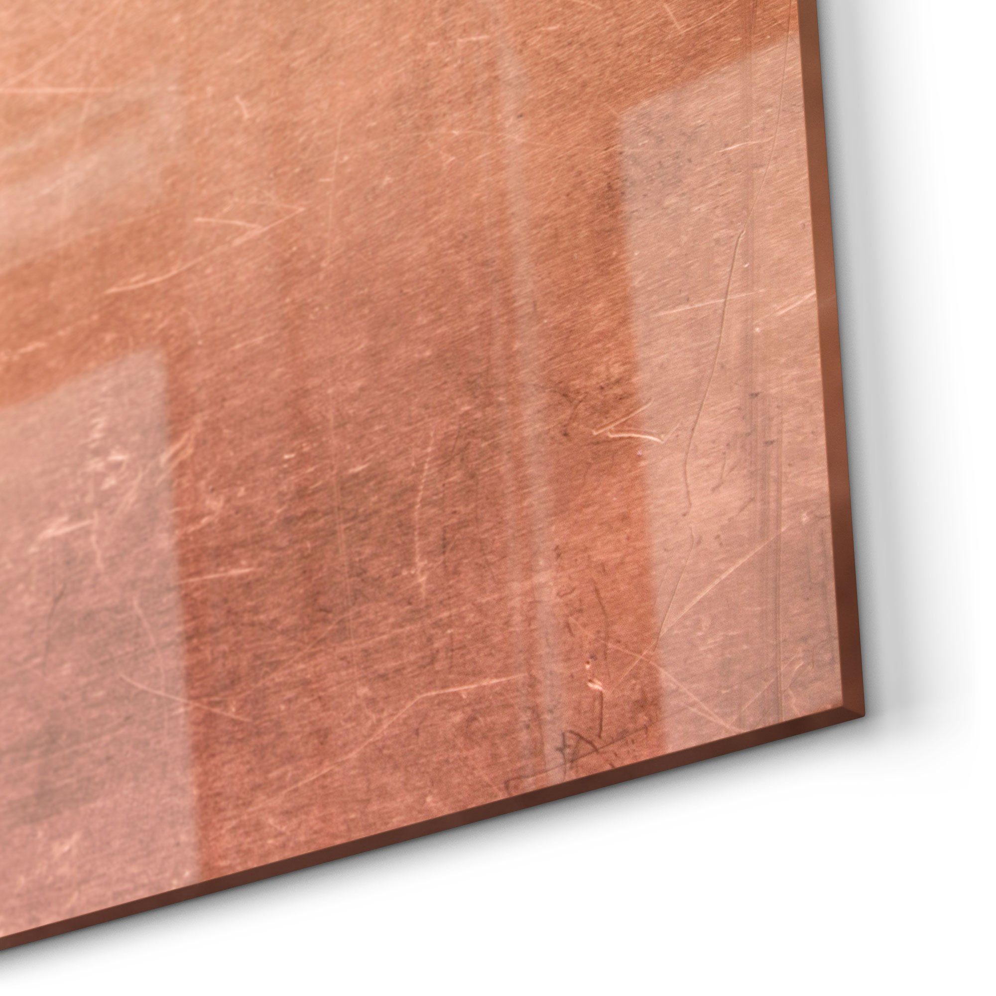 DEQORI Küchenrückwand 'Kupferplatte mit Herdblende Kratzern', Spritzschutz Glas Badrückwand