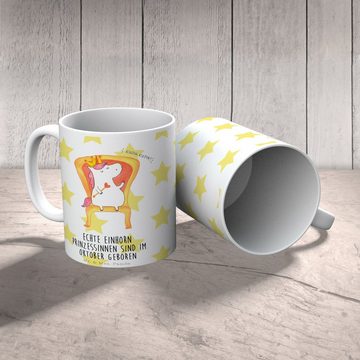 Mr. & Mrs. Panda Tasse Oktober - Weiß - Geschenk, Geburtstagsgeschenk, Tasse, Einhorn Deko, Keramik