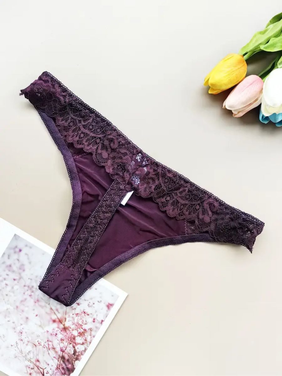 Elegant Love Tangaslip Damen Slip aus Spitze – Komfortabler Tanga mit Schleife Sexy String mit femininem Detail – Stilvolle Unterhosen für den Alltag