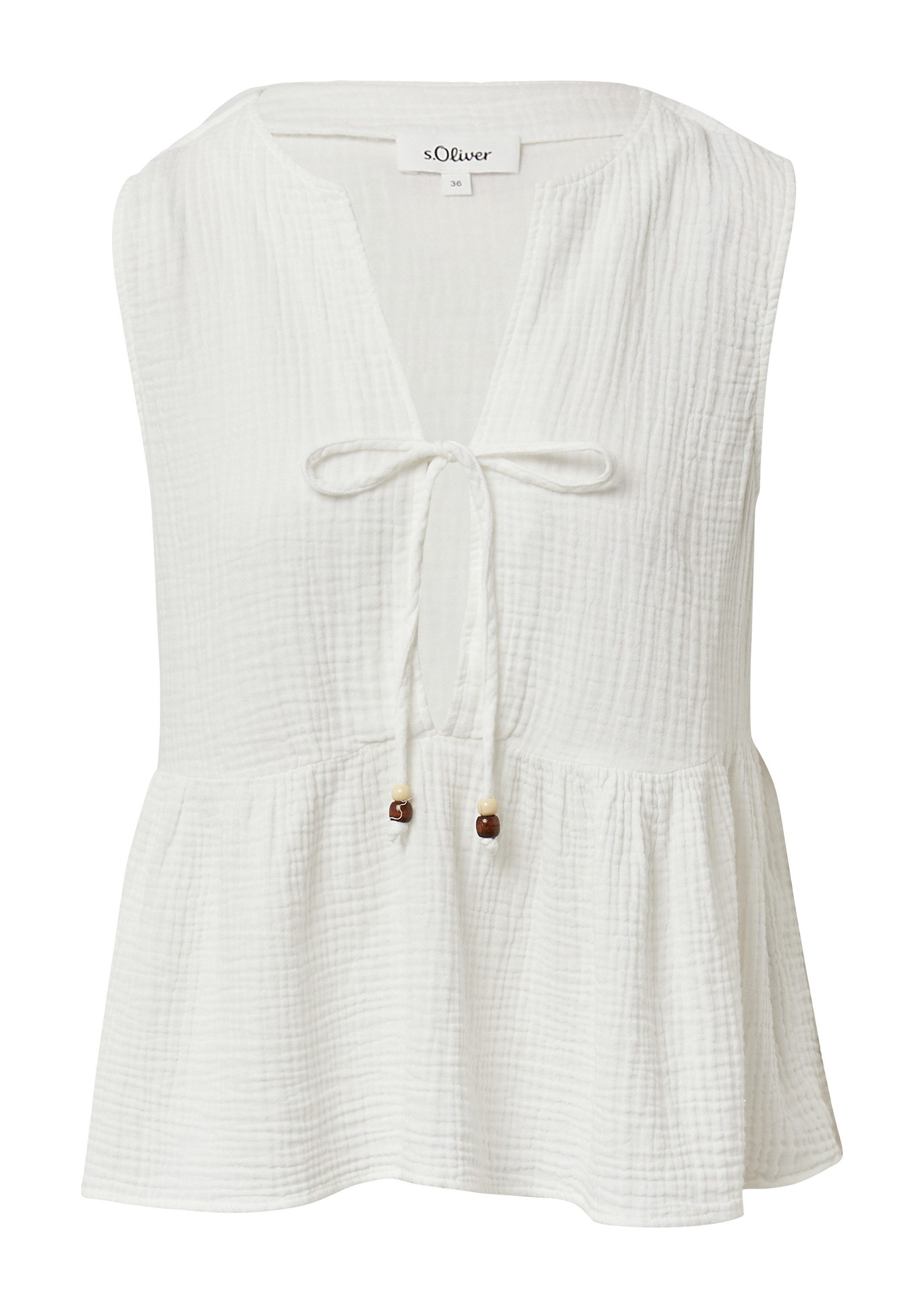 s.Oliver Blusentop Bluse Ärmellose Bluse im Relaxed Fit mit Bindedetail günstig online kaufen