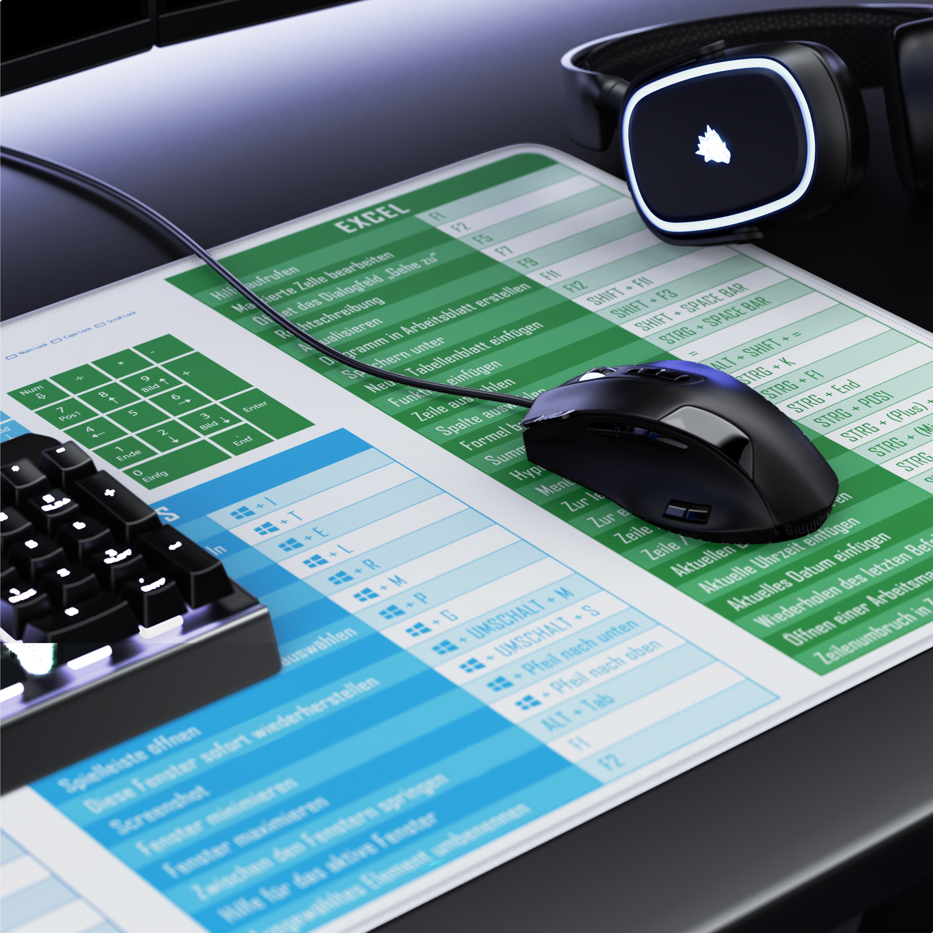 Titanwolf Gaming Mauspad XXL Speed Mousepad 900 x 400 x 3 mm, Schreibtischauflage, abwaschbar (1-St), rutschfeste Rückseite, Geschwindigkeit & Präzision, MS Key – Bild 5 von 5